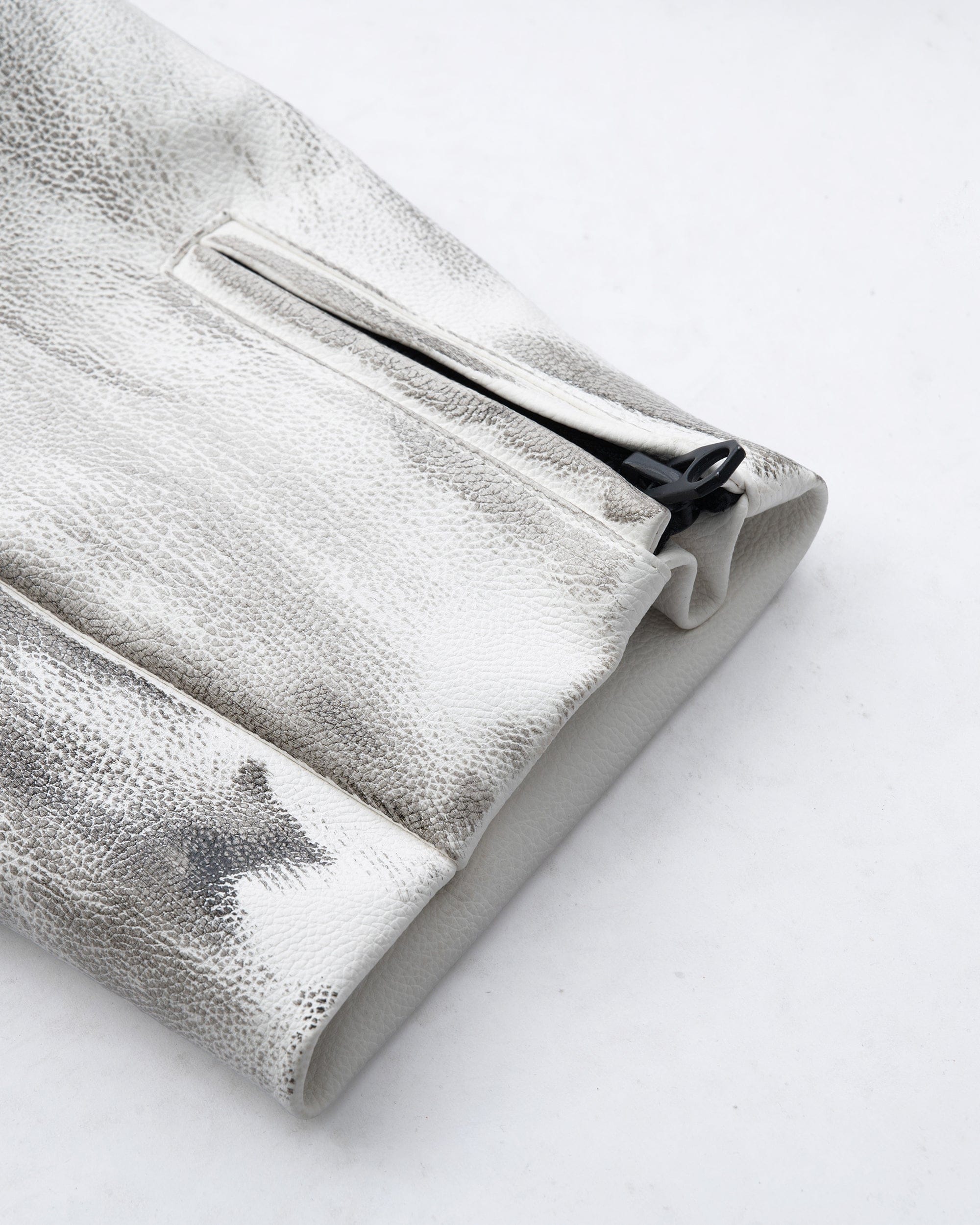 MOGONGSHE Distressed Techwear PU Moto Jacket