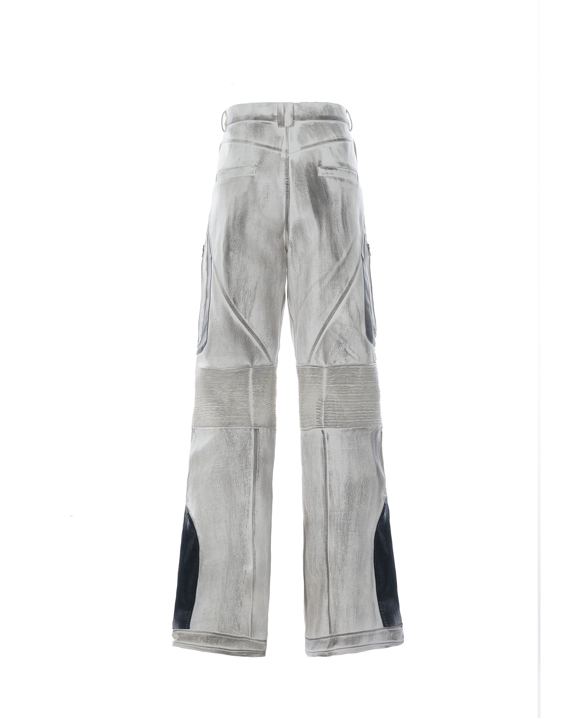 MOGONGSHE Distressed Techwear PU Moto Pants
