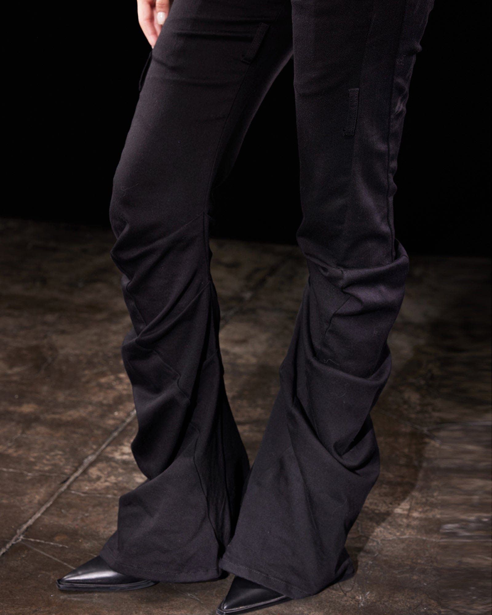 EMOHA Ruched Lazer Burnt Wing Flared Jeans