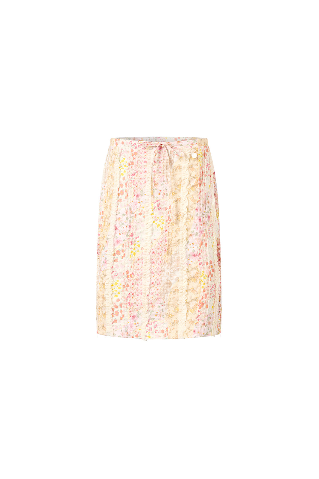 CHICCHICK Pleated Floral Full-Print Skirt