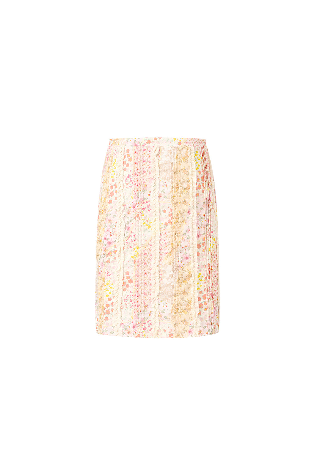 CHICCHICK Pleated Floral Full-Print Skirt