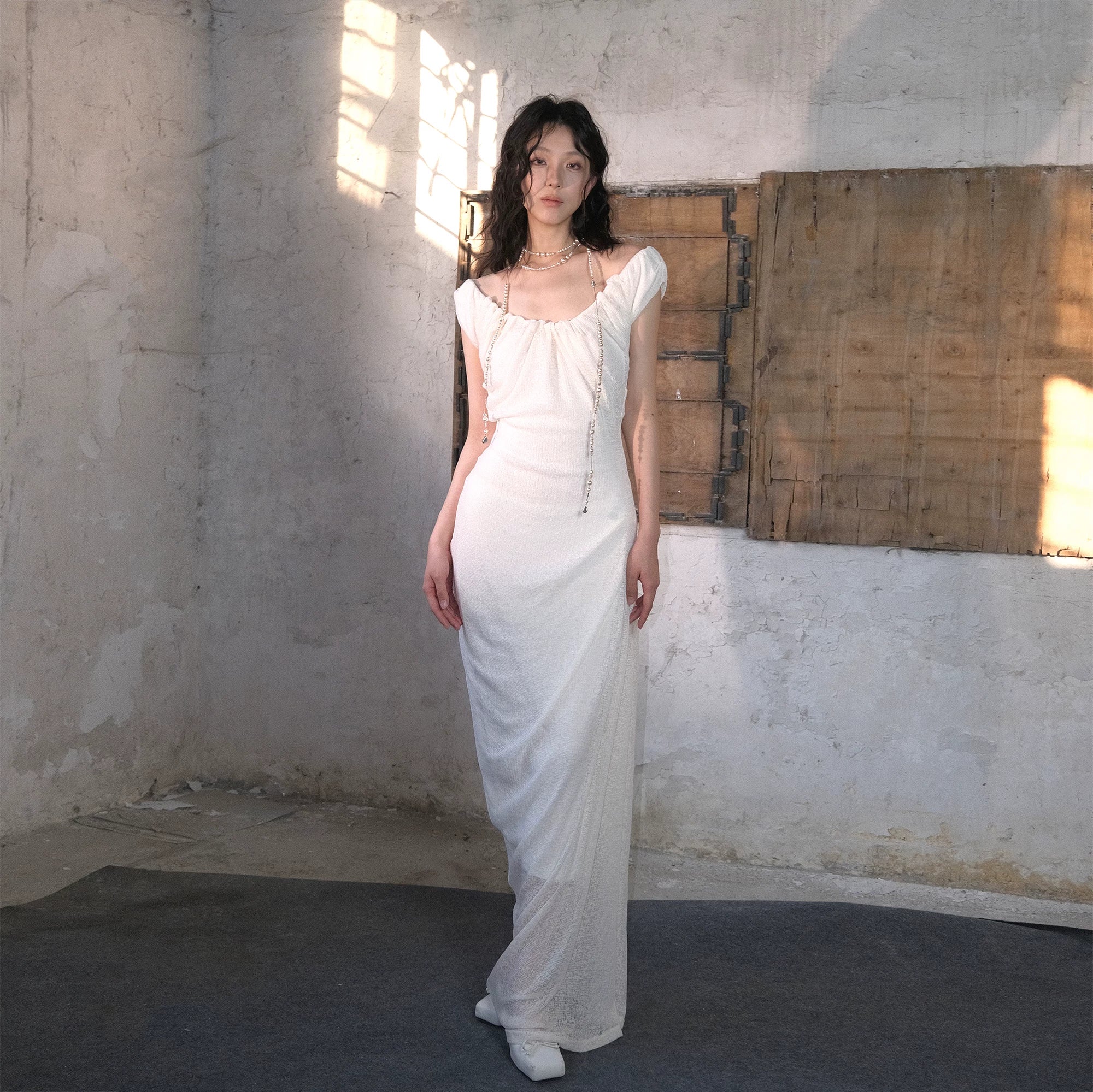 WHYNOTDANCE Off-Shoulder Ruched Maxi Dress