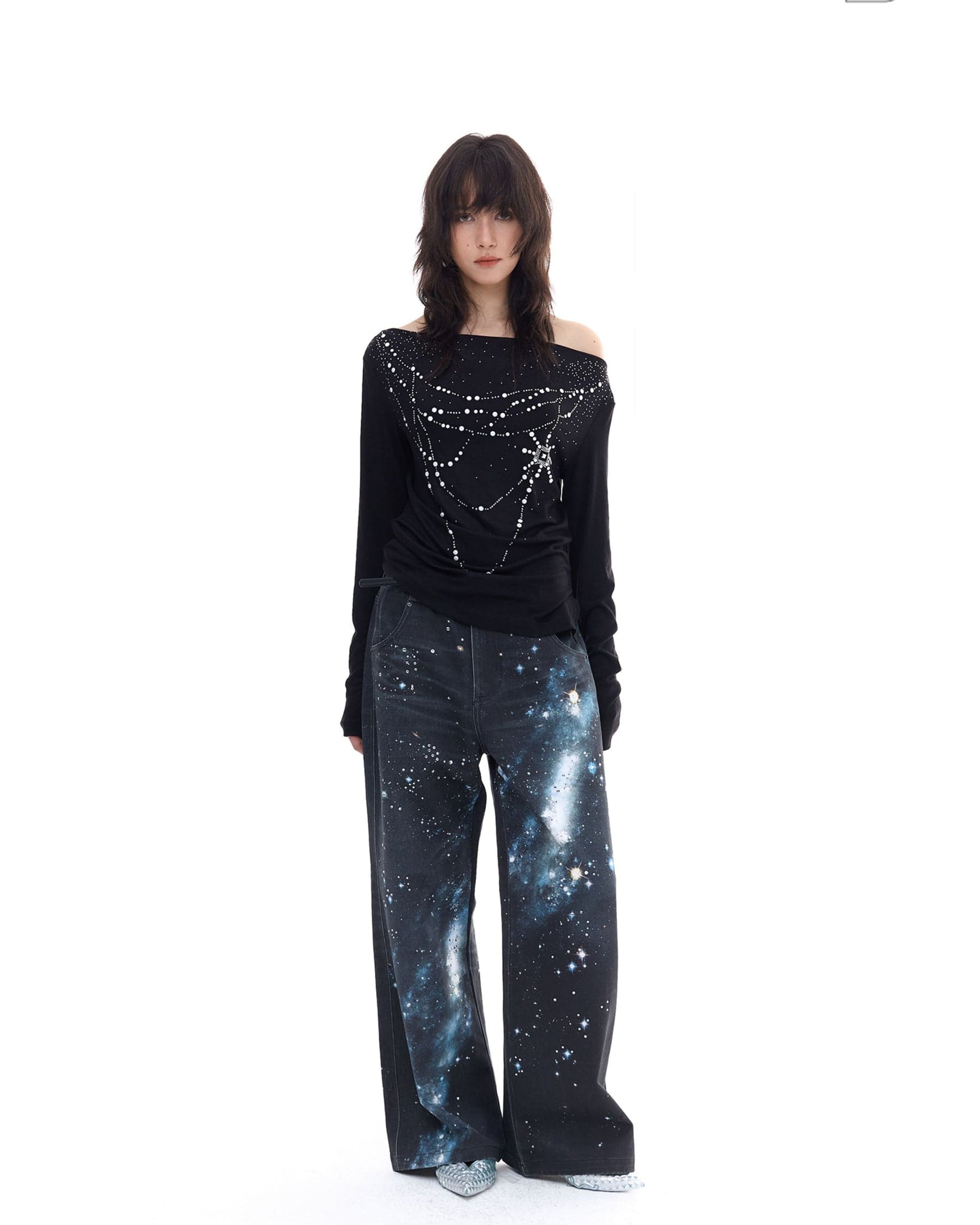 FAYCHUI Galaxy Glow Diamond Jeans