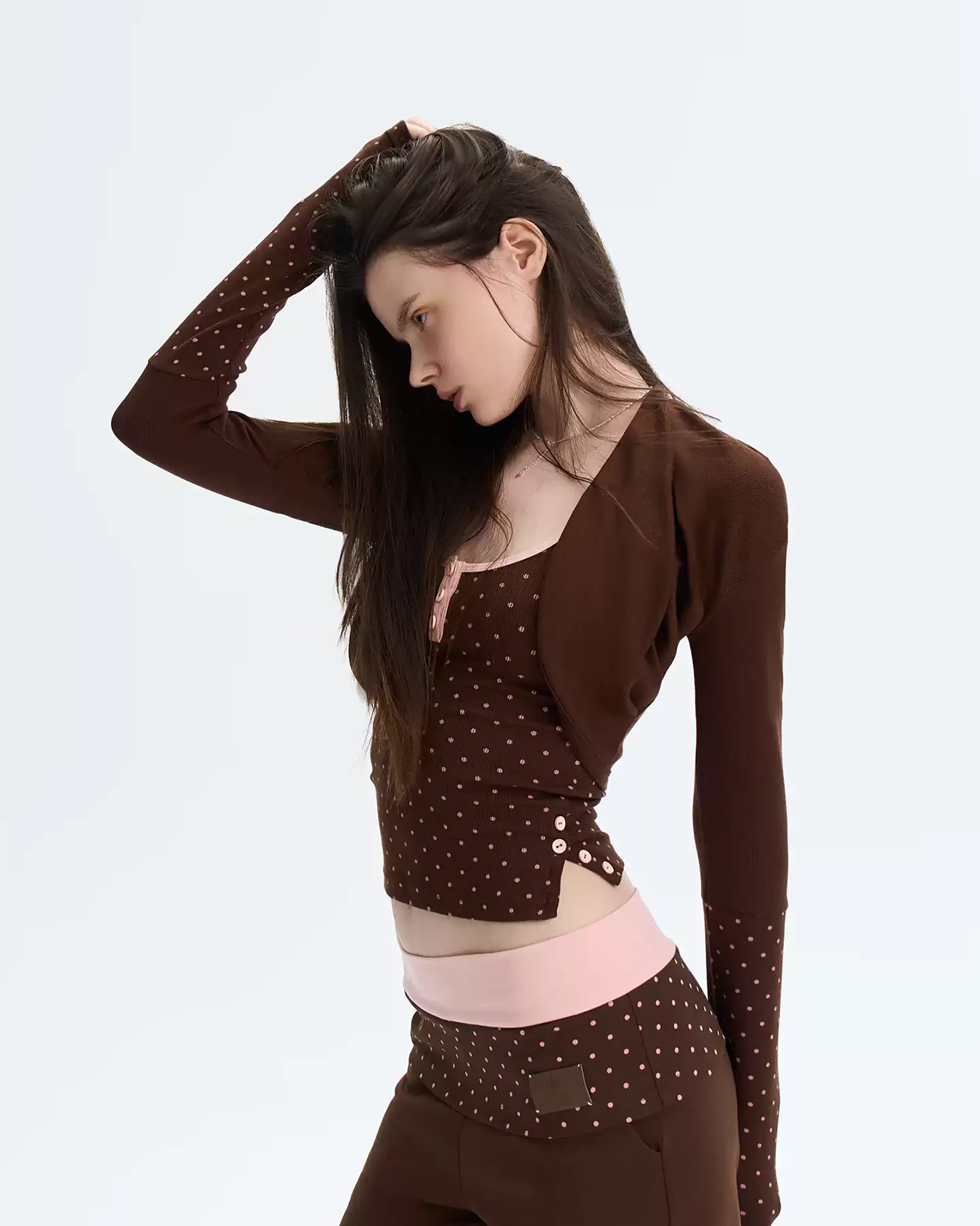 THE NEVERMORE Micro-Polka Henley Tank & Shrug Set