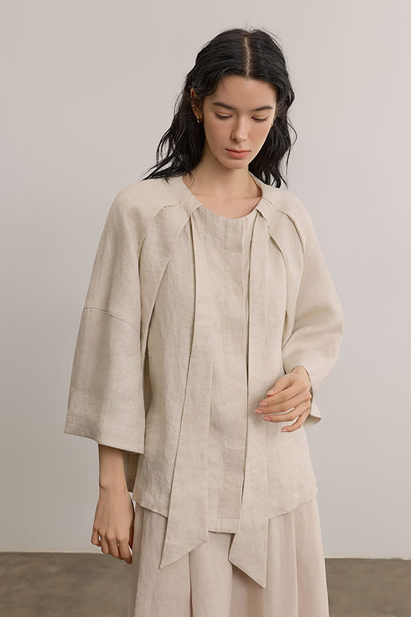 SAME FLOW Draped Linen Cocoon Shirt