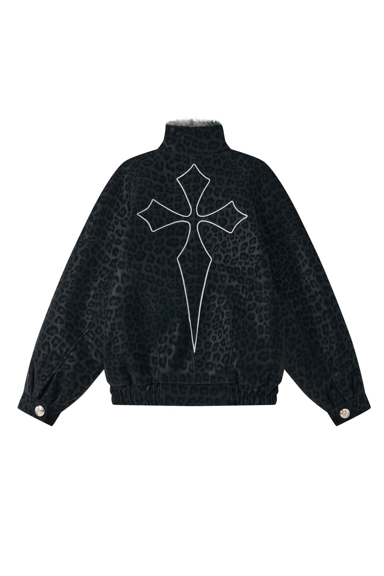 NONAME SPACE Retro Leopard Cross Patch Jacket