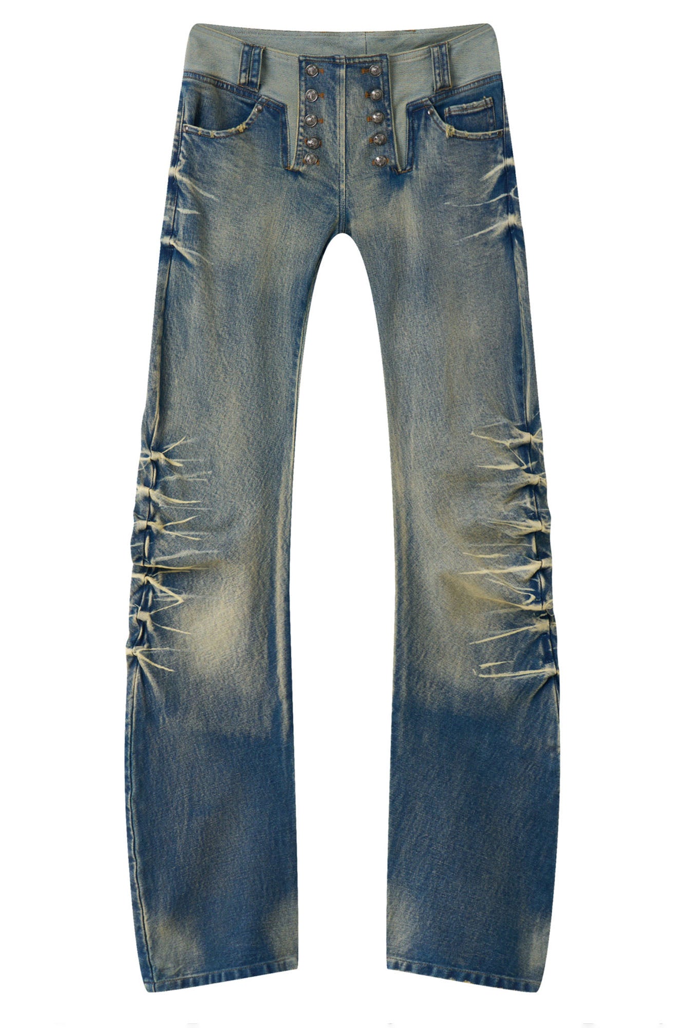 NONAME SPACE Washed Studded Curved Stacked Jeans
