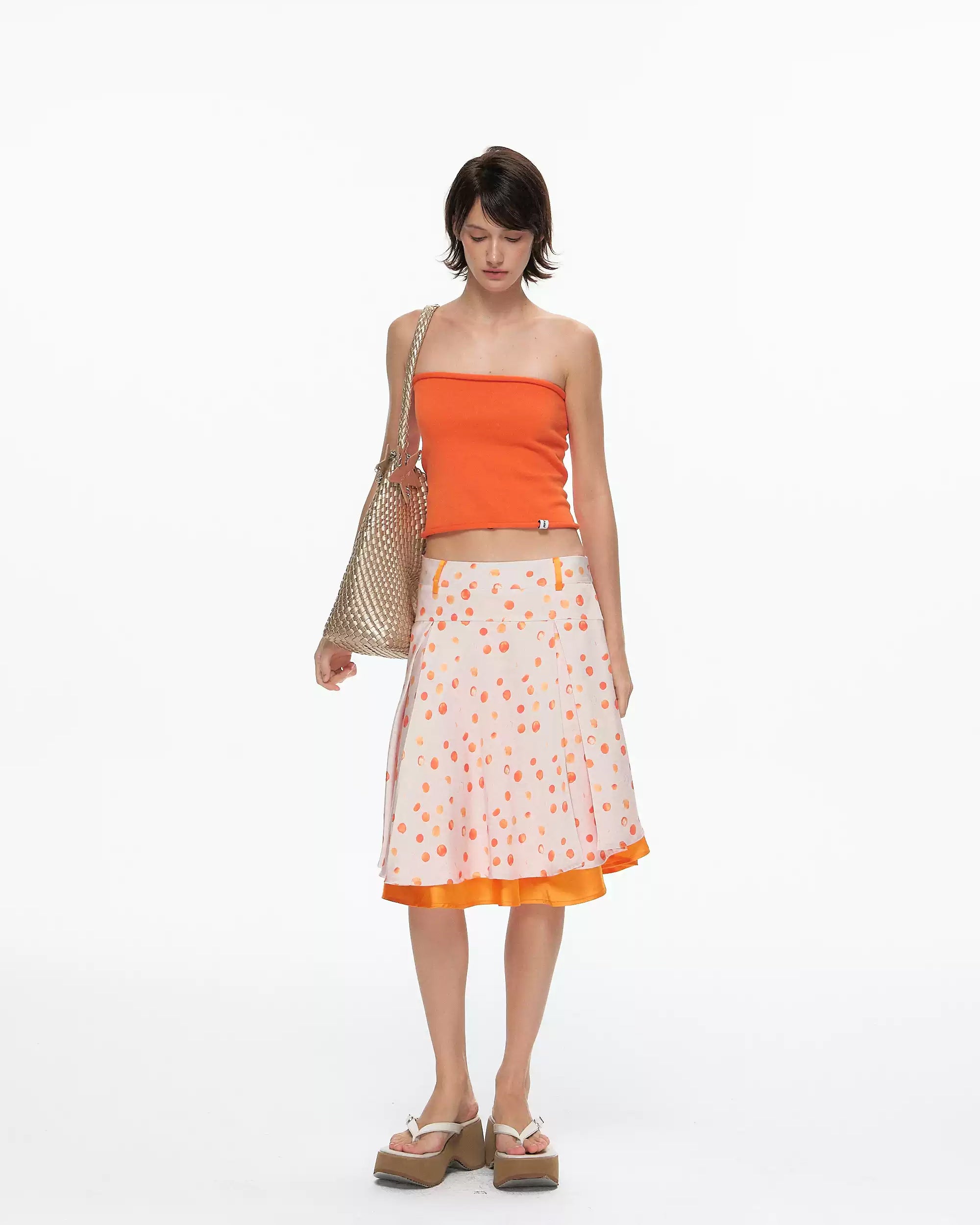 10AMSOTIIIIIIRED Polka Dot Double-Layer Midi Skirt