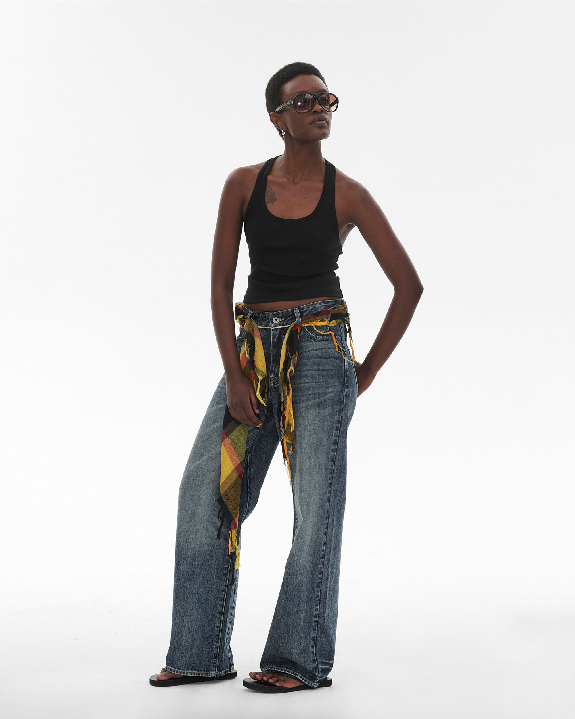 COMMAND N Retro Washed Selvedge Wide-Leg Jeans