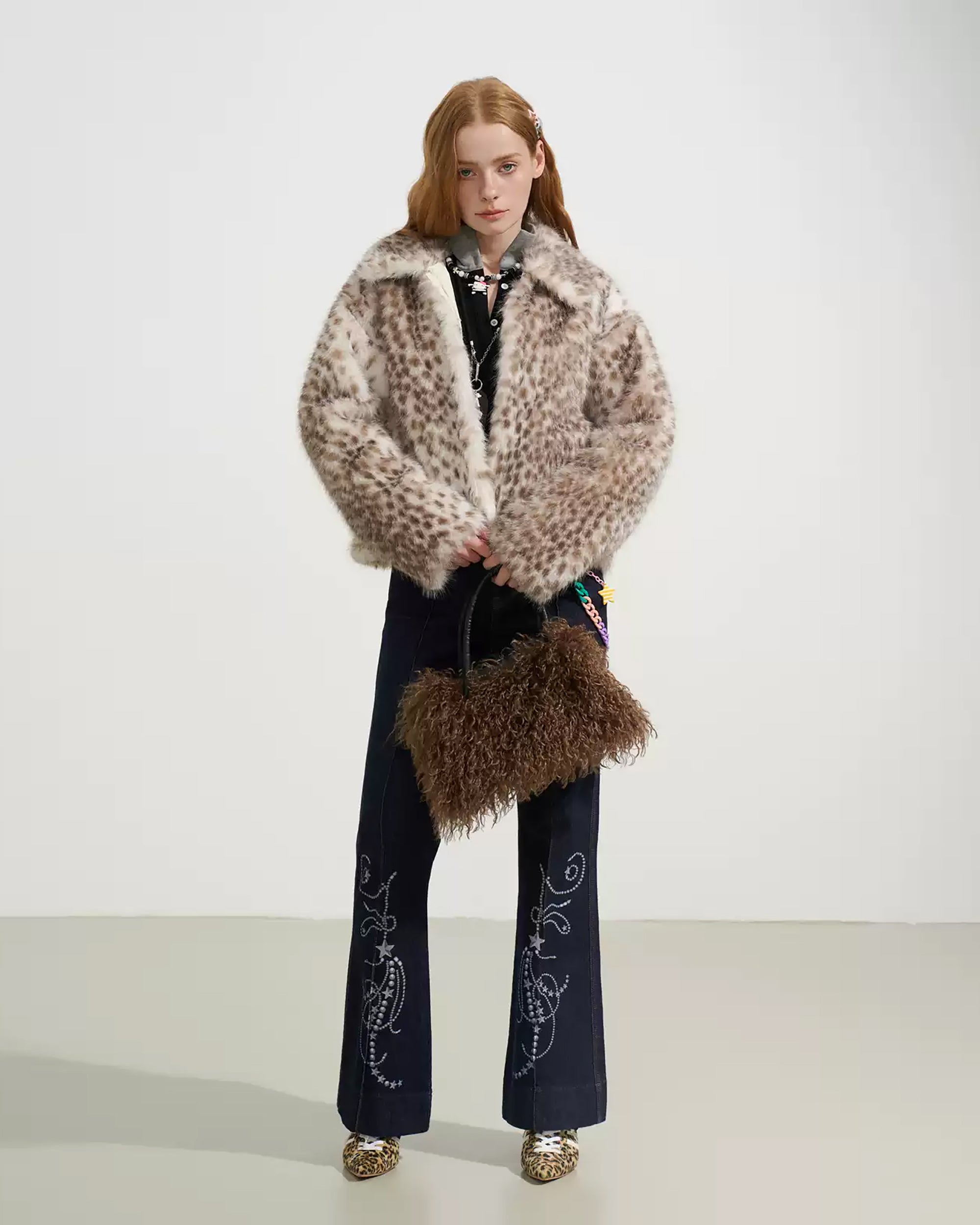 SOFITTE Retro Star Embellished Graphics Flared Jeans