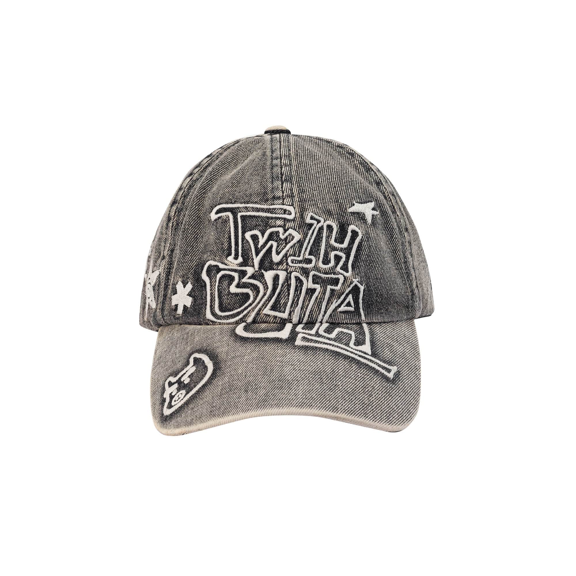 TWINBUTA Washed Embroidered LOGO Denim Cap