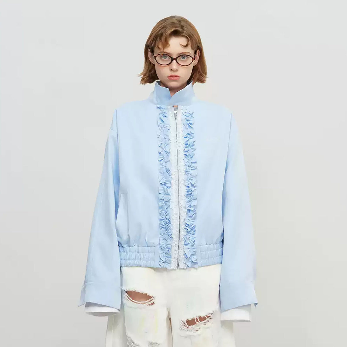 SOFITTE Ruffle-Trim Zip-Up Jacket