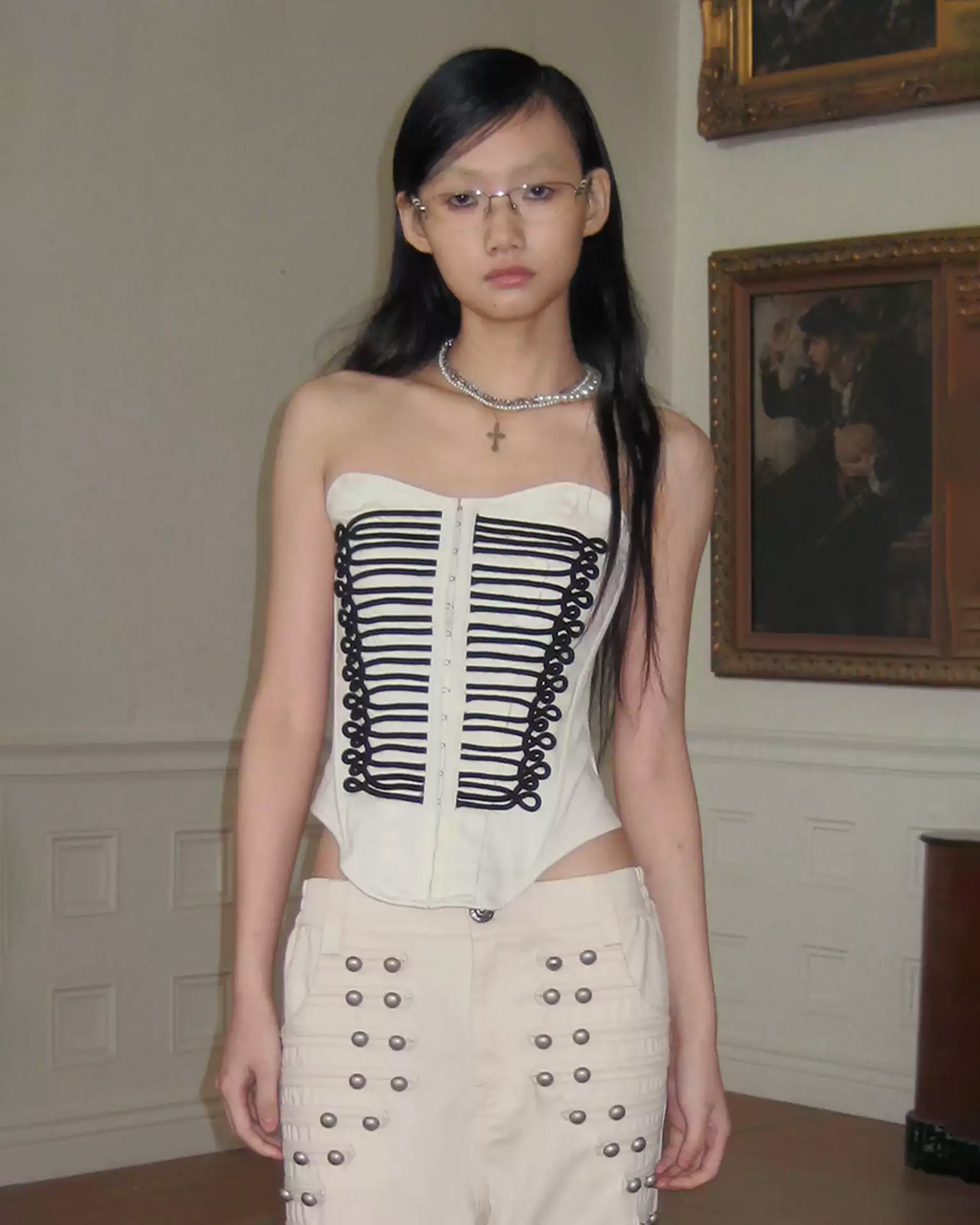 FAYCHUI Baroque Rope-Trim Corset Bustier