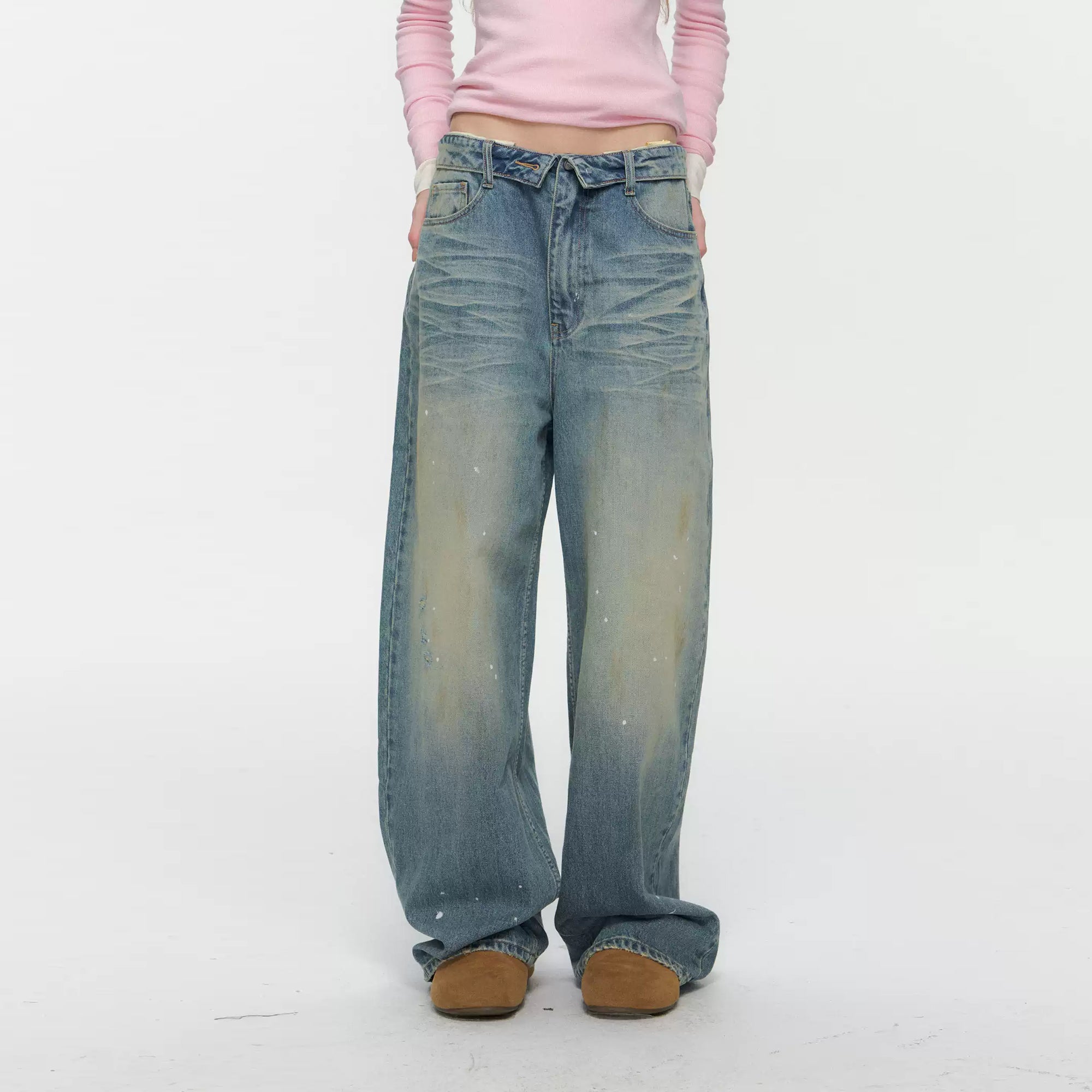 10AMSOTIIIIIIRED Washed Diamond Whisker Baggy Jeans