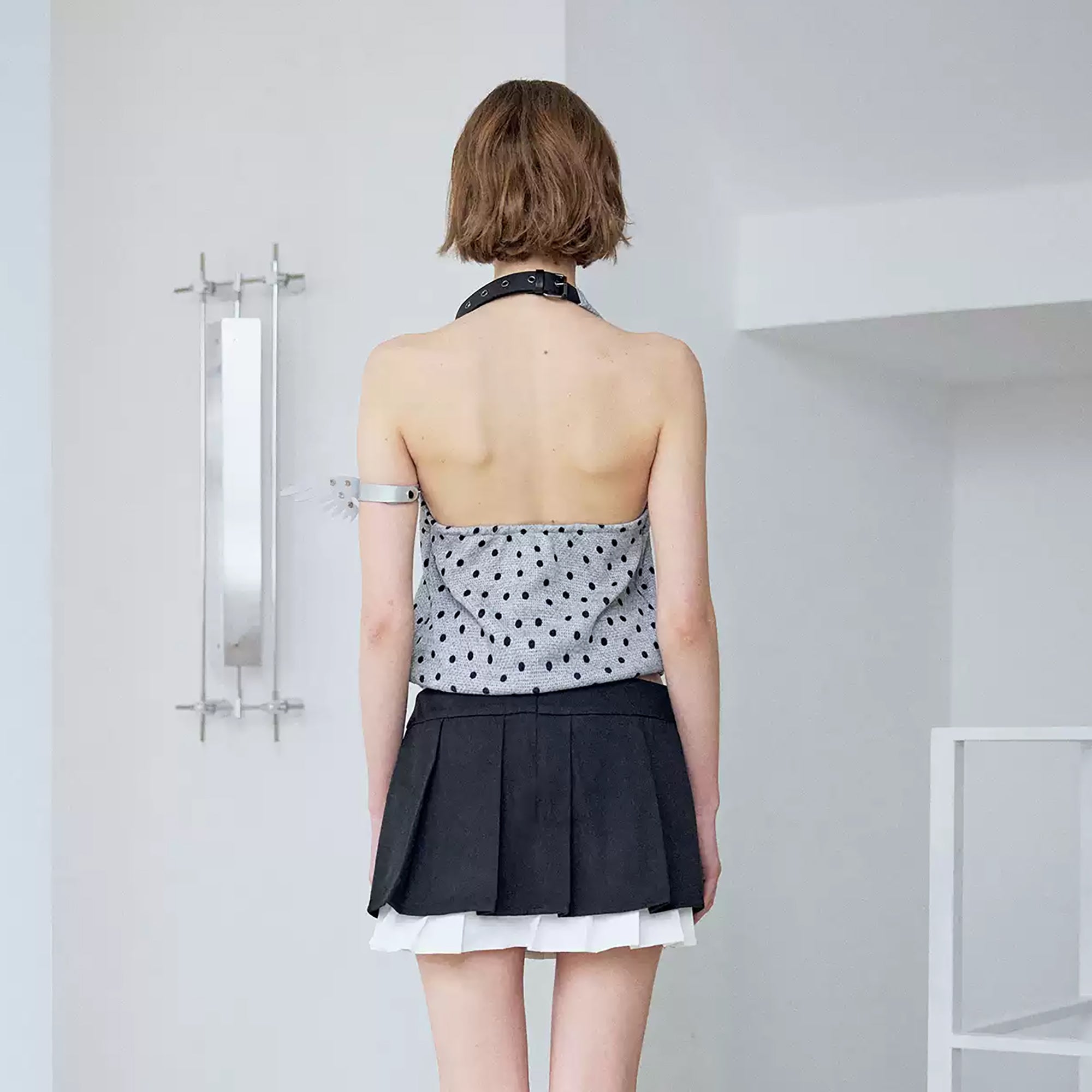 WII WIL Polka Dot Backless Halter Top