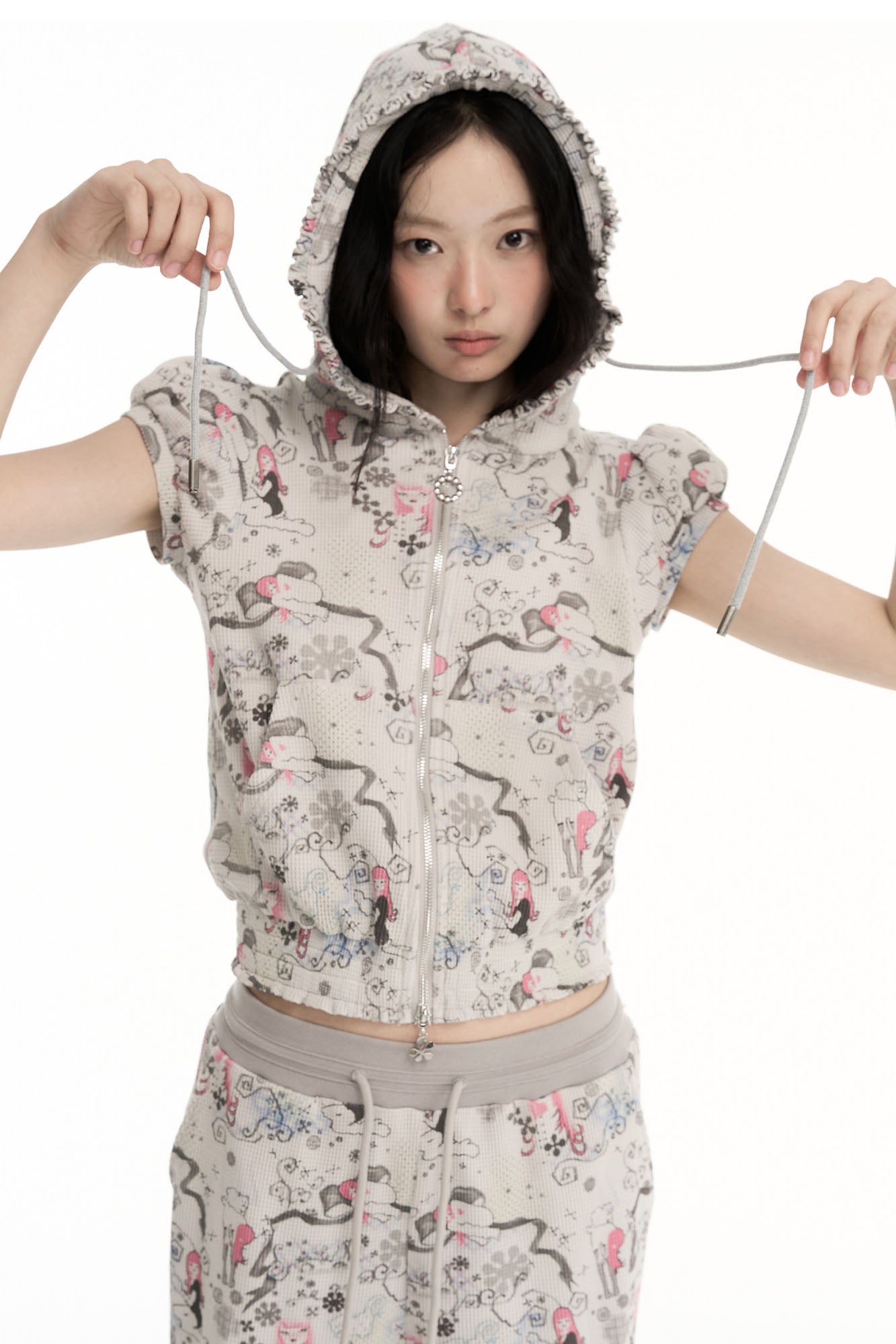 CONFUN Fantasy Full-Print Zip-Up Hooded Tee