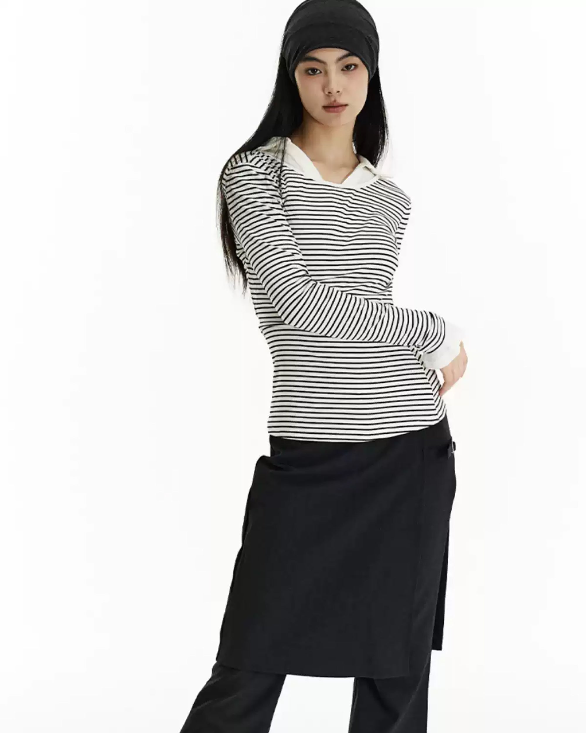 PCLA Backless Striped Long-Sleeve Tee