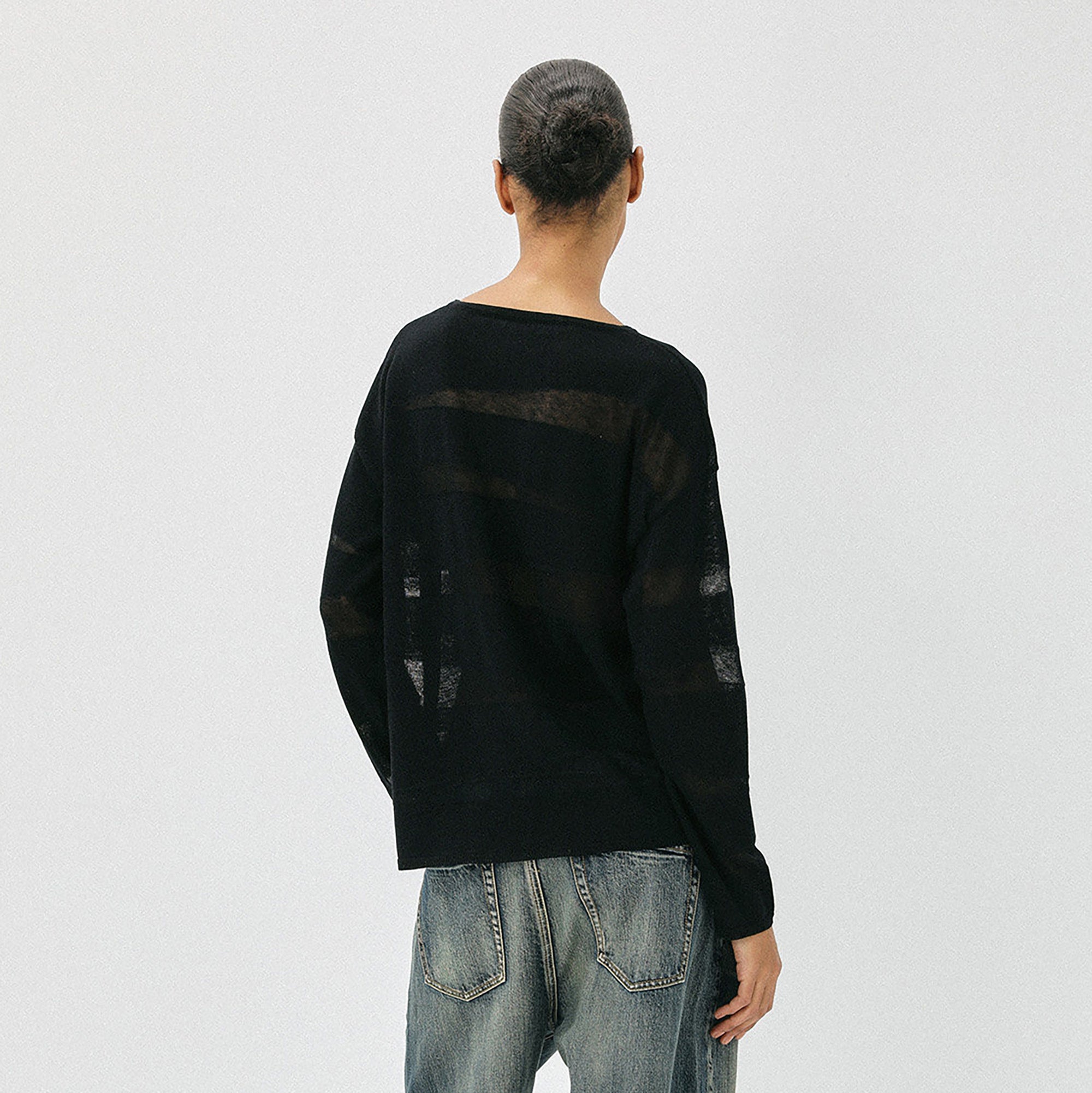 COMMAND N Sheer Textured Knit Long-Sleeve Tee