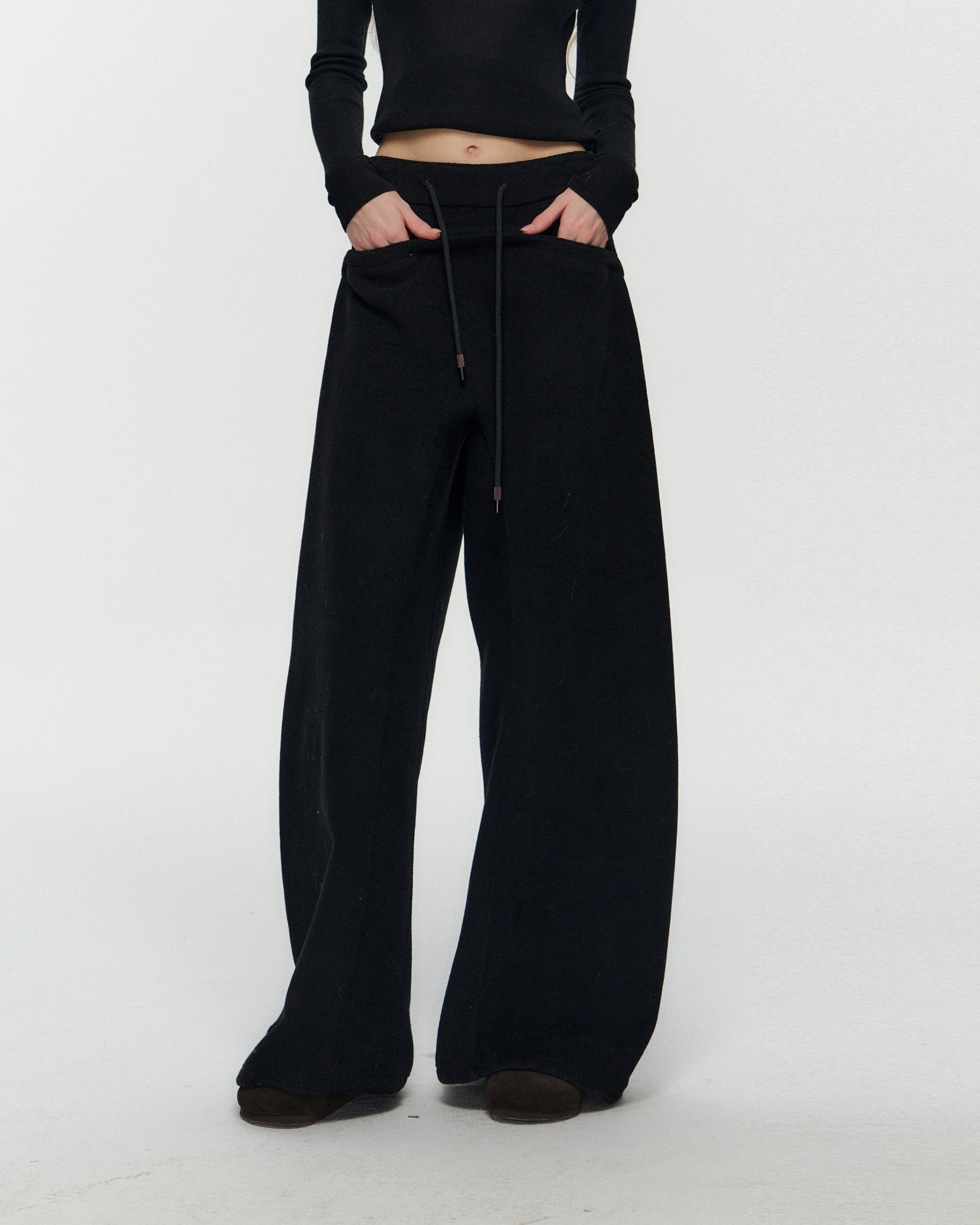 10AMSOTIIIIIIRED Classic Drawstring Wide-Leg Pants