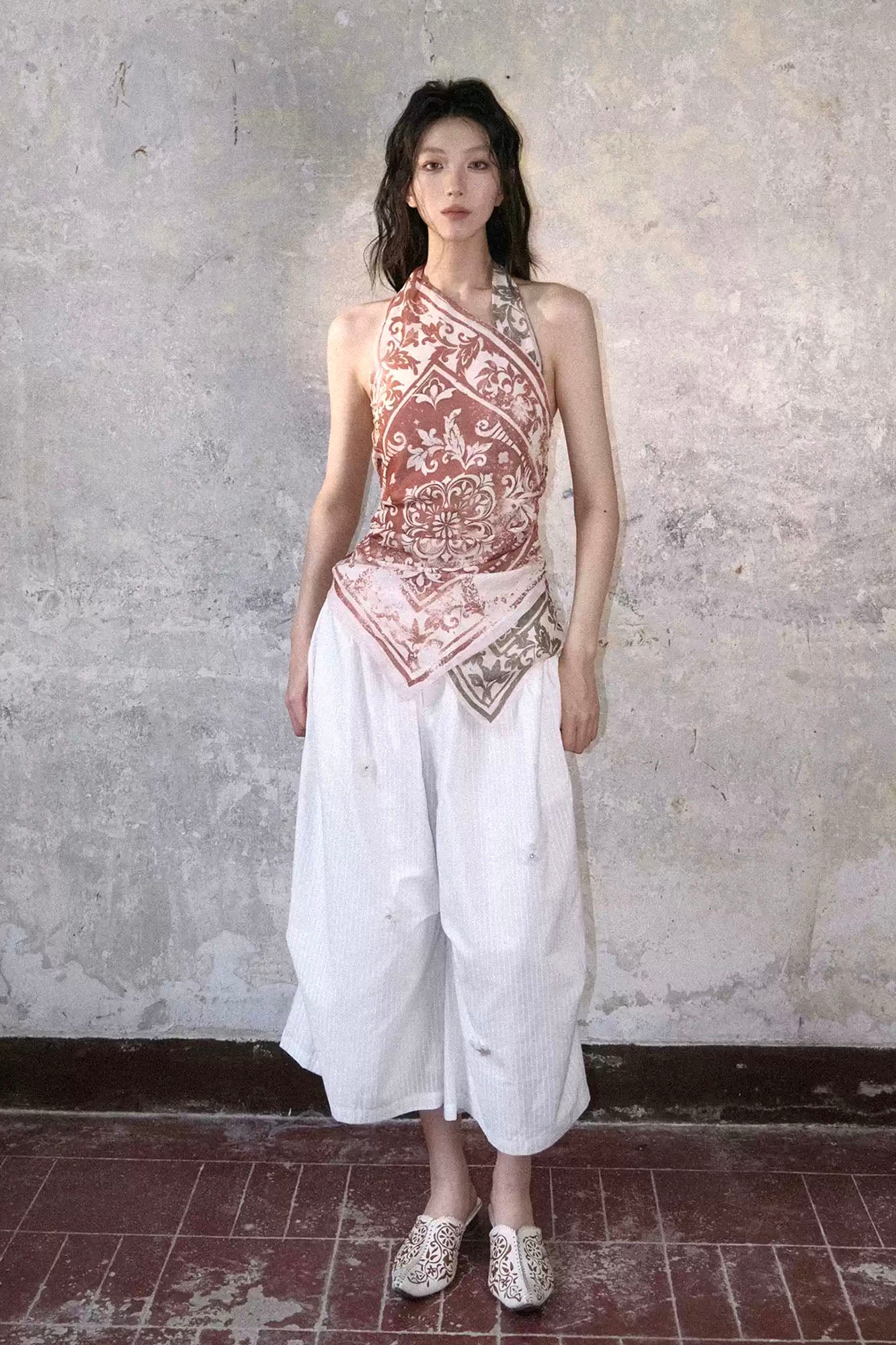 WHYNOTDANCE Scarf Full-Print Halter Top