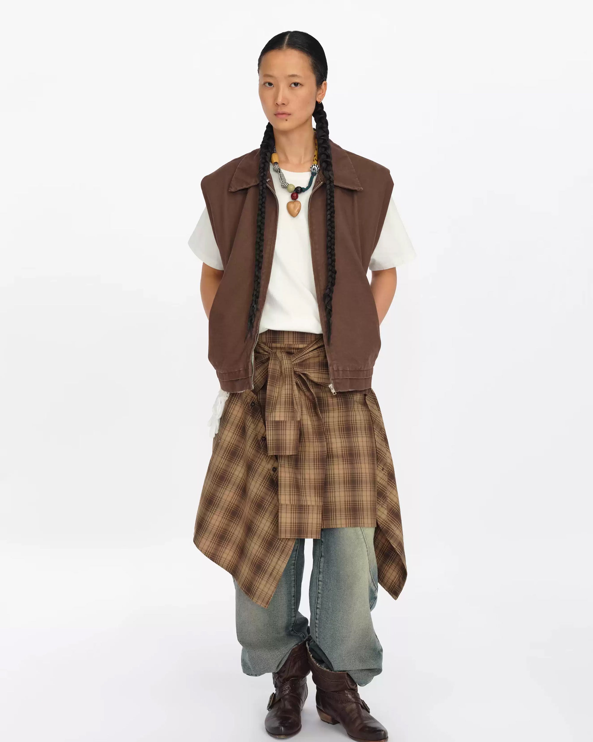 OINIMI Mixed-Bead Heart Pendant Necklace