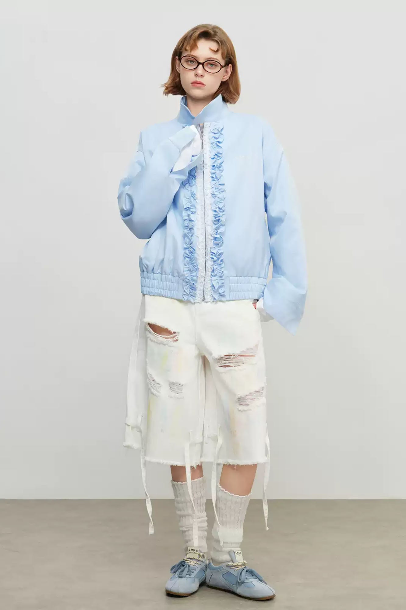SOFITTE Ruffle-Trim Zip-Up Jacket