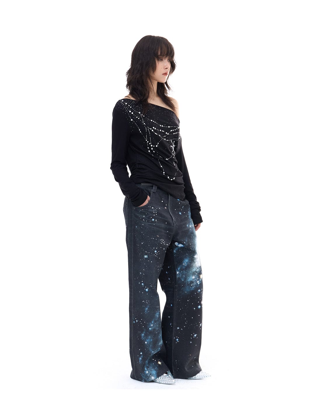FAYCHUI Galaxy Glow Diamond Jeans