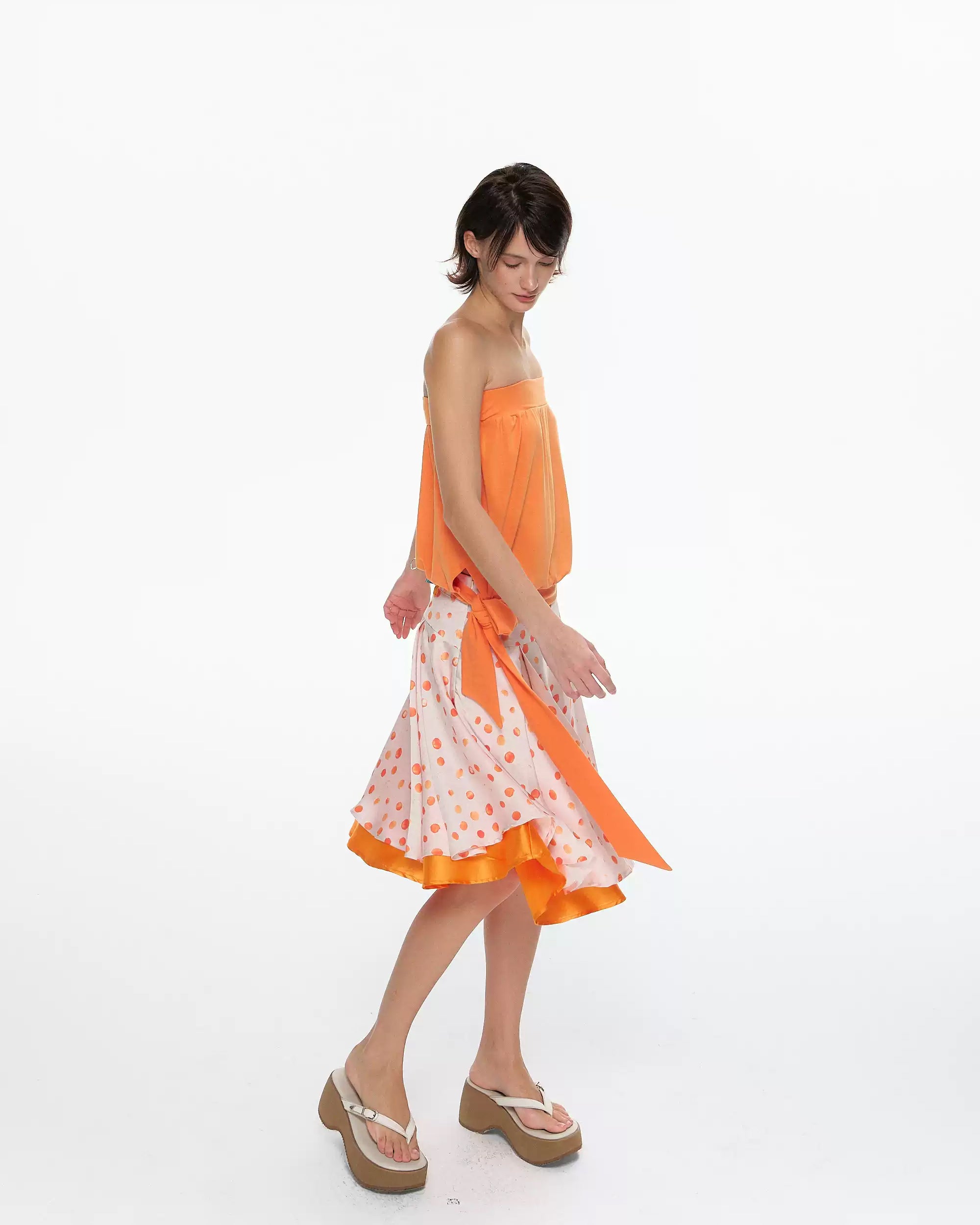 10AMSOTIIIIIIRED Polka Dot Double-Layer Midi Skirt