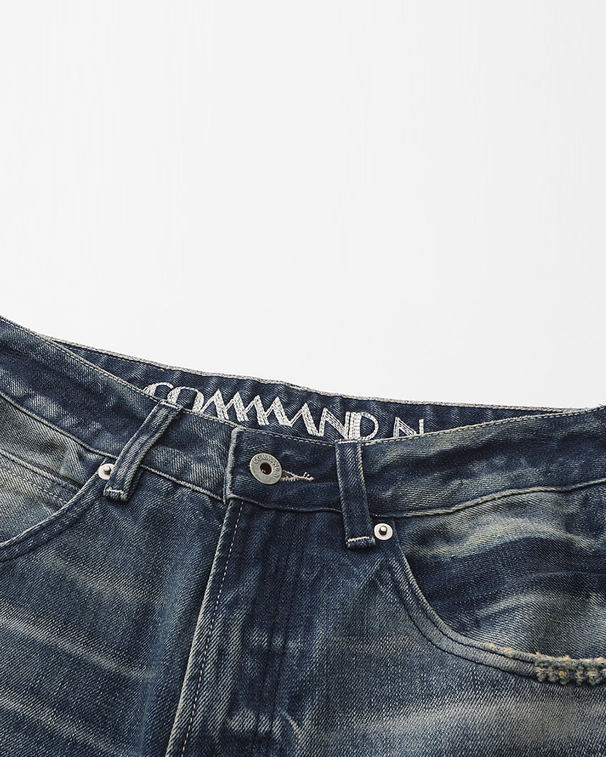 COMMAND N Washed Double Whisker Low-Rise Straight Jeans