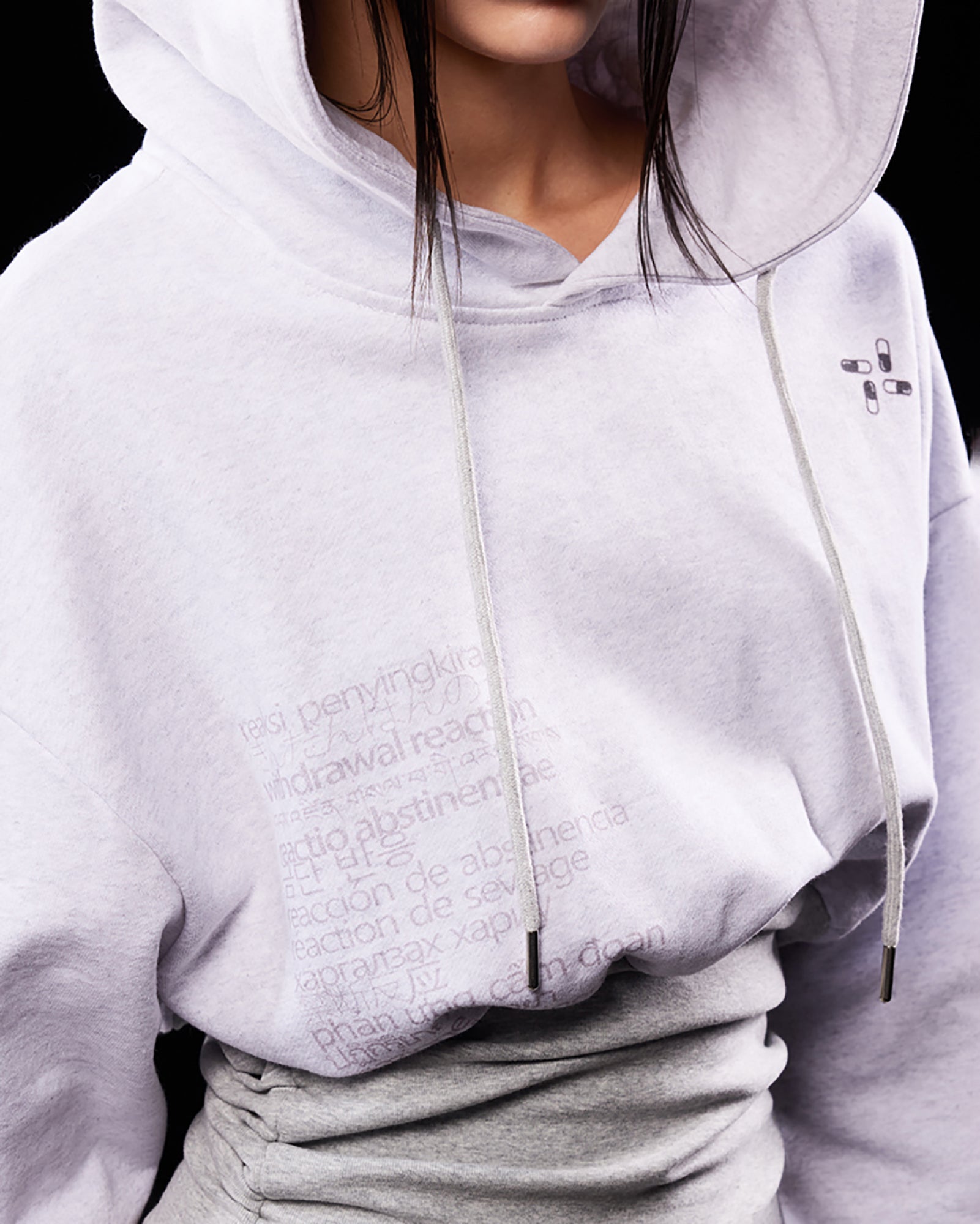 EMOHA Pleated Tight Waist Cropped Hoodie