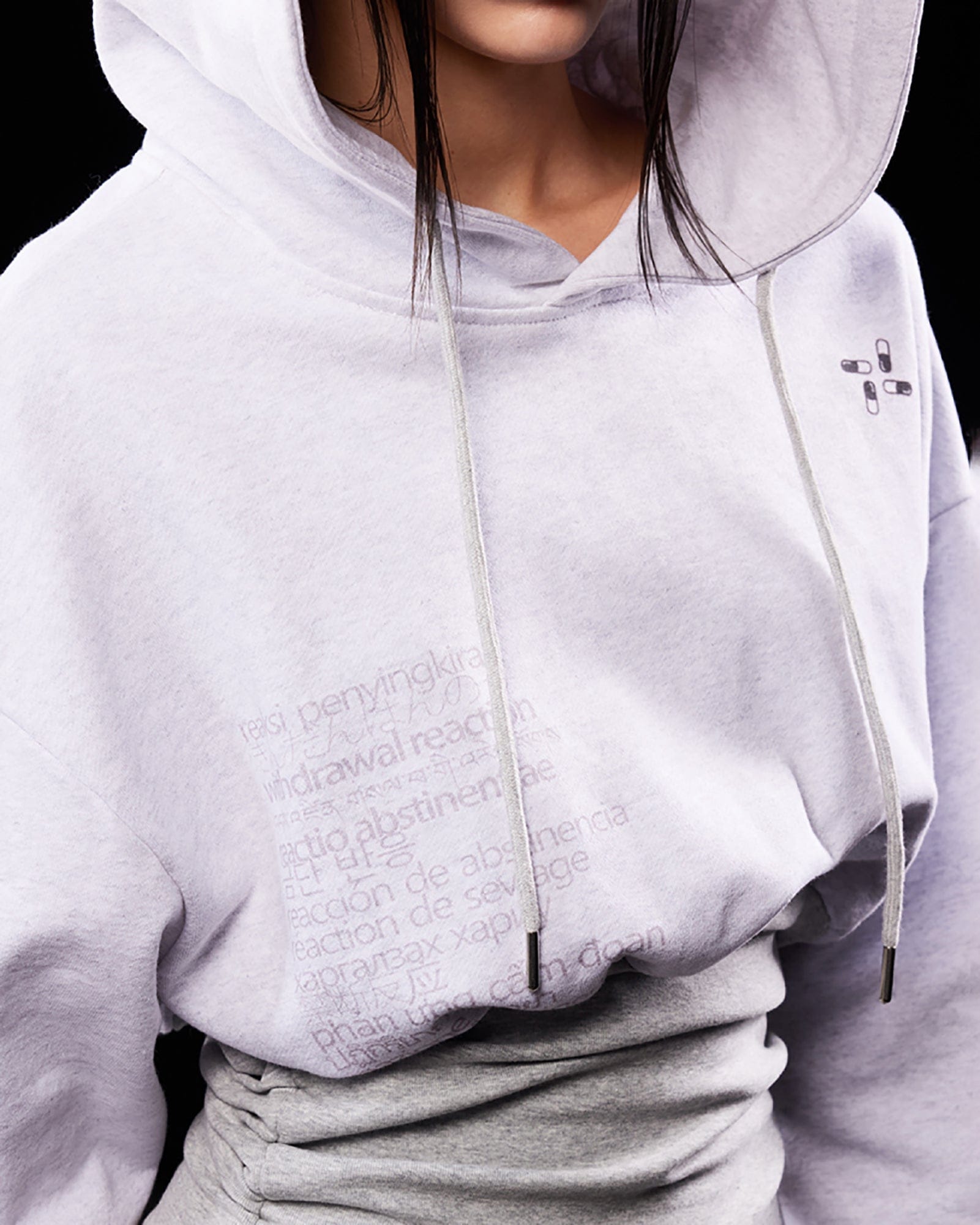 EMOHA Pleated Tight Waist Cropped Hoodie