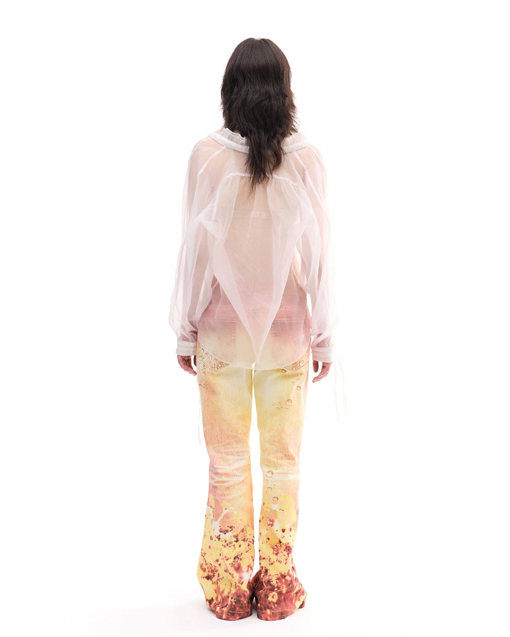 FAYCHUI Gradient Floral Full-Print Flared Pants