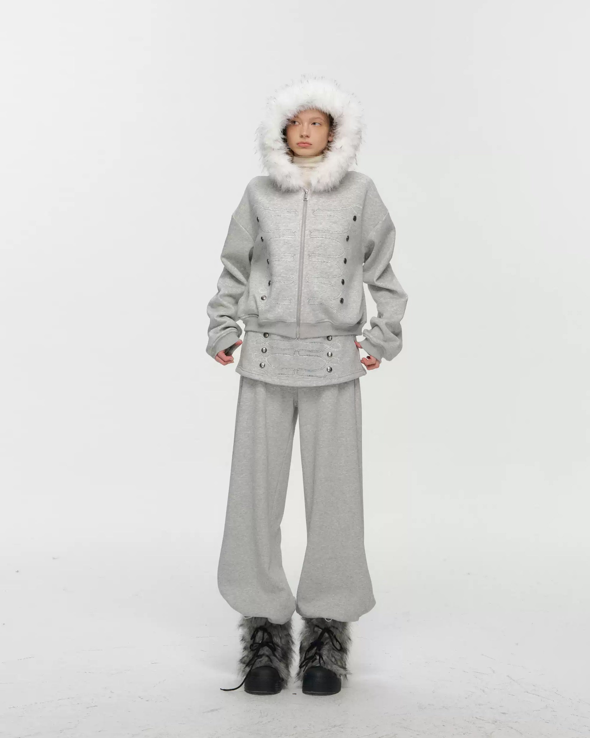 10AMSOTIIIIIIRED Layered Rivet Wide-Leg Sweatpants