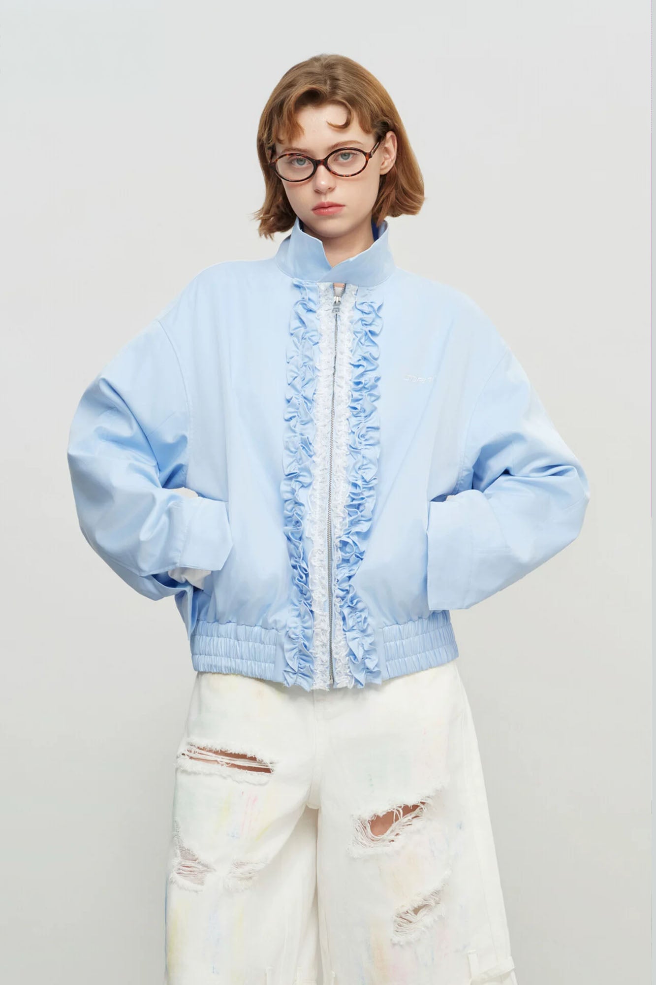SOFITTE Ruffle-Trim Zip-Up Jacket
