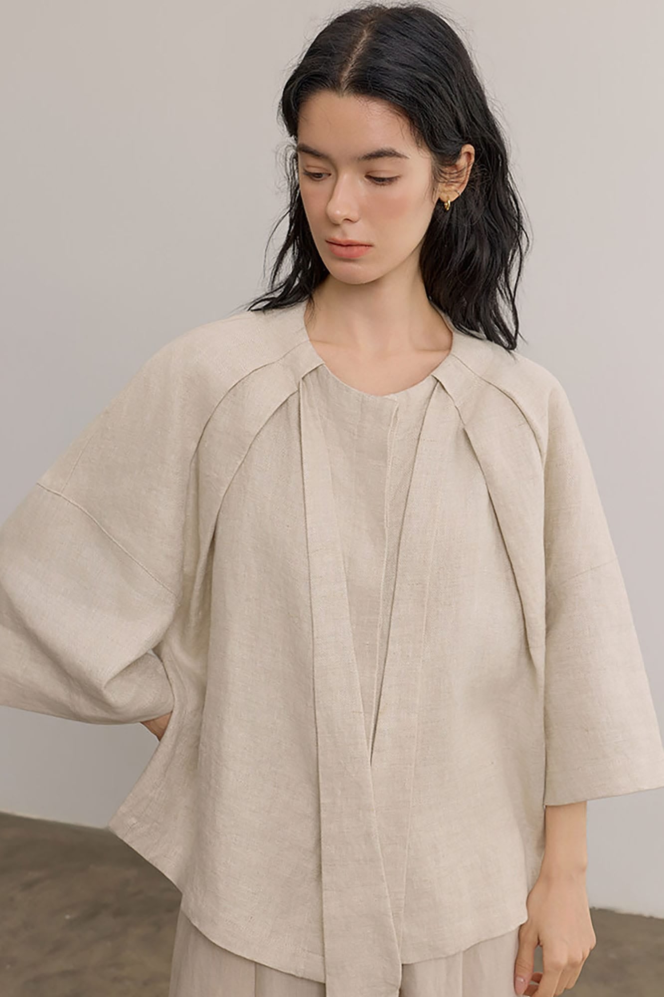 SAME FLOW Draped Linen Cocoon Shirt