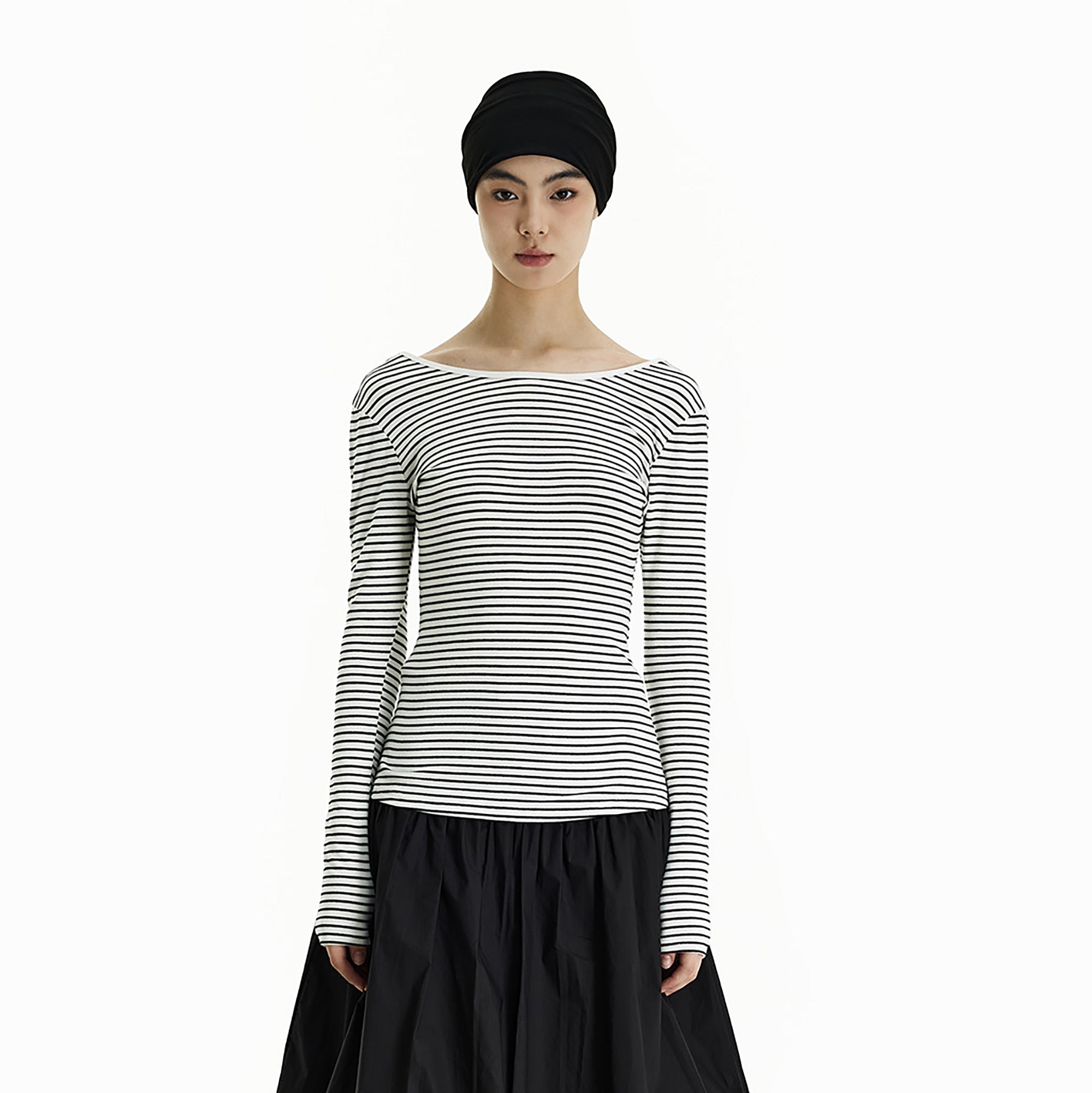 PCLA Backless Striped Long-Sleeve Tee