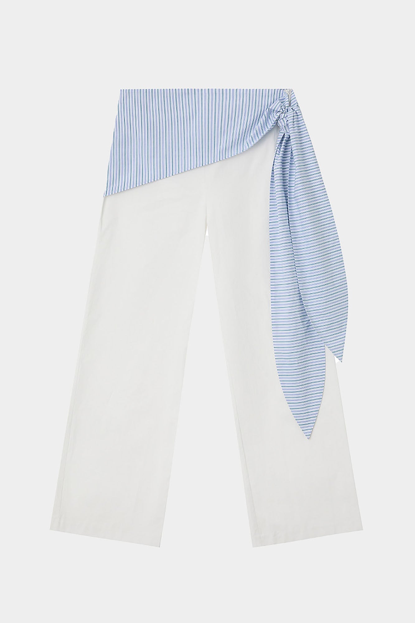 COMMAND N Striped Drape Cotton Straight-Leg Pants