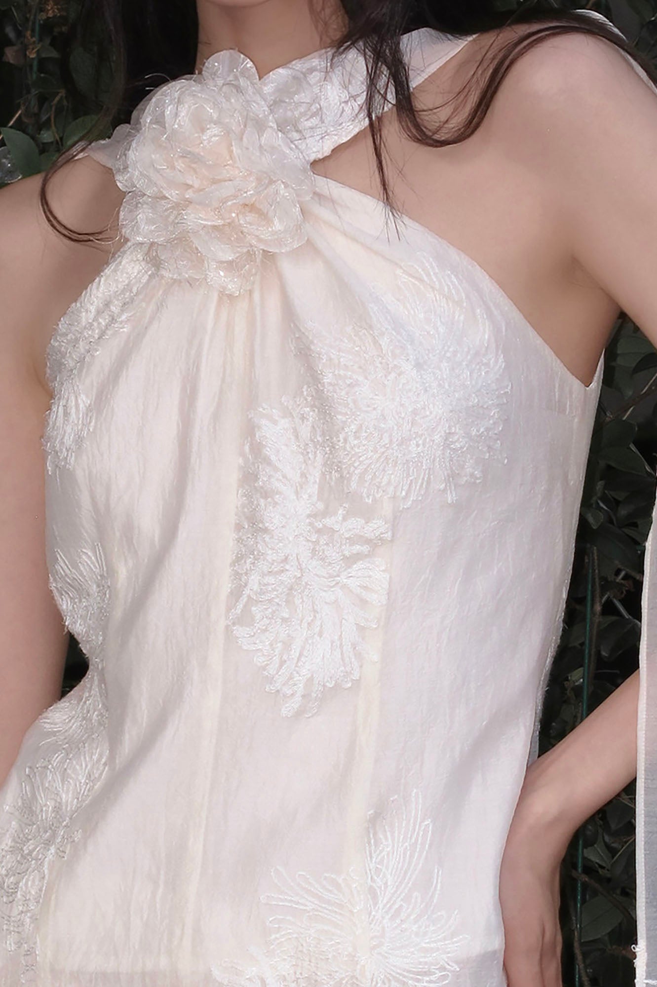 WHYNOTDANCE Floral Brooch Embroidered Halter Top