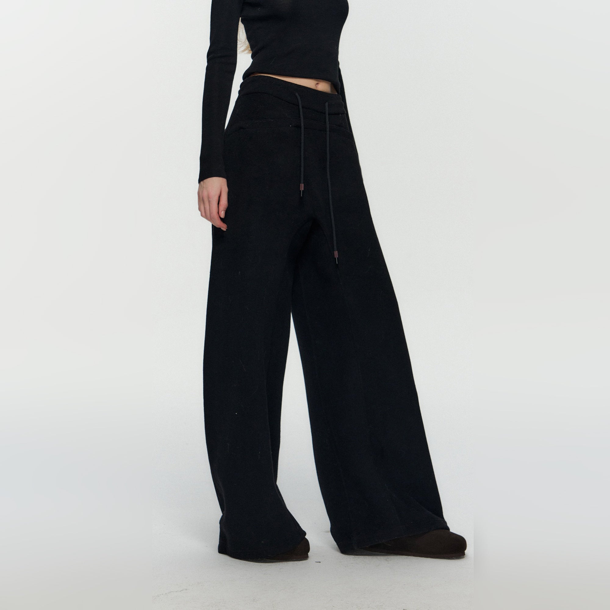 10AMSOTIIIIIIRED Classic Drawstring Wide-Leg Pants