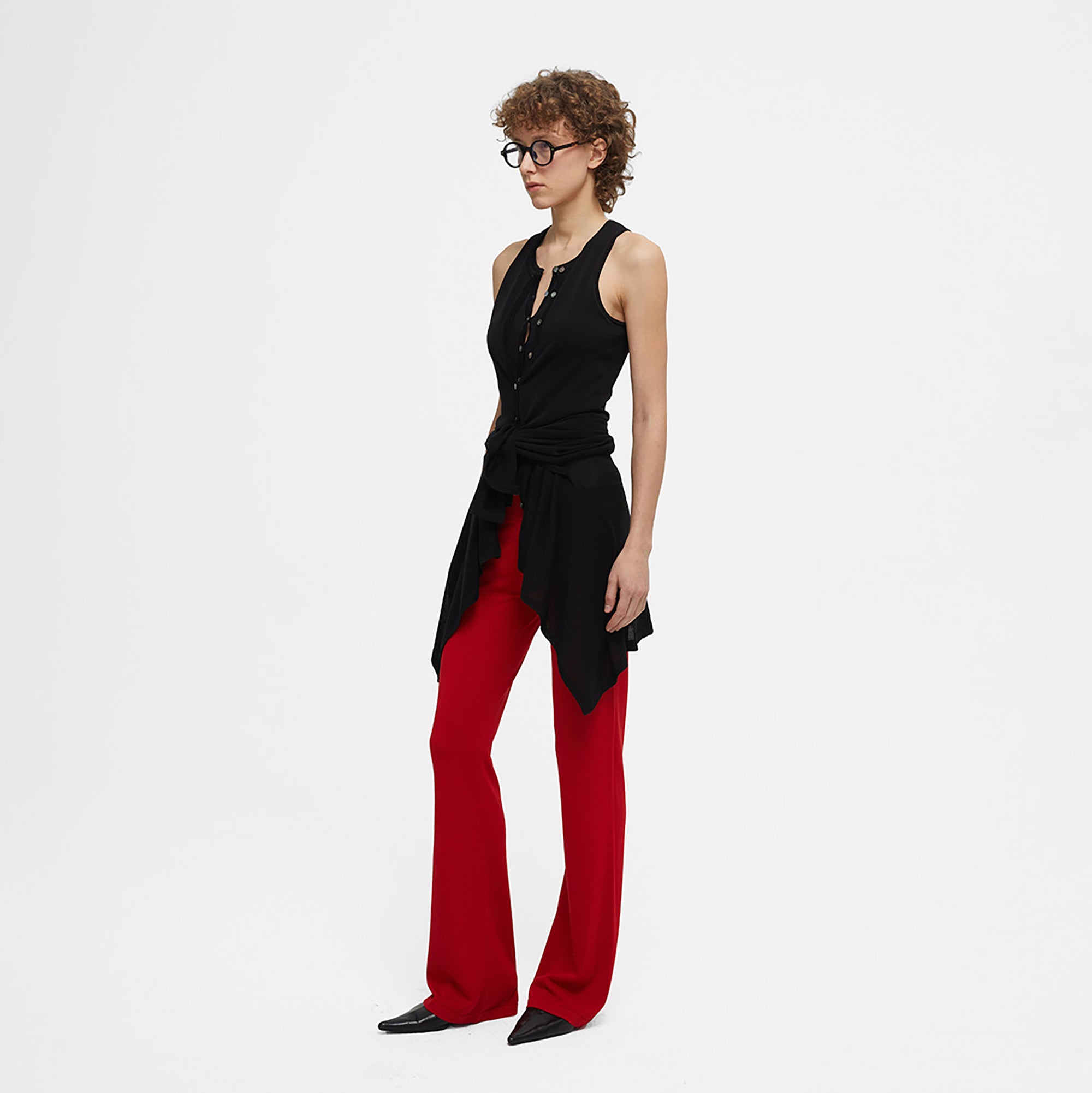 COMMAND N Shell-Button Layered Knit Midi Dress