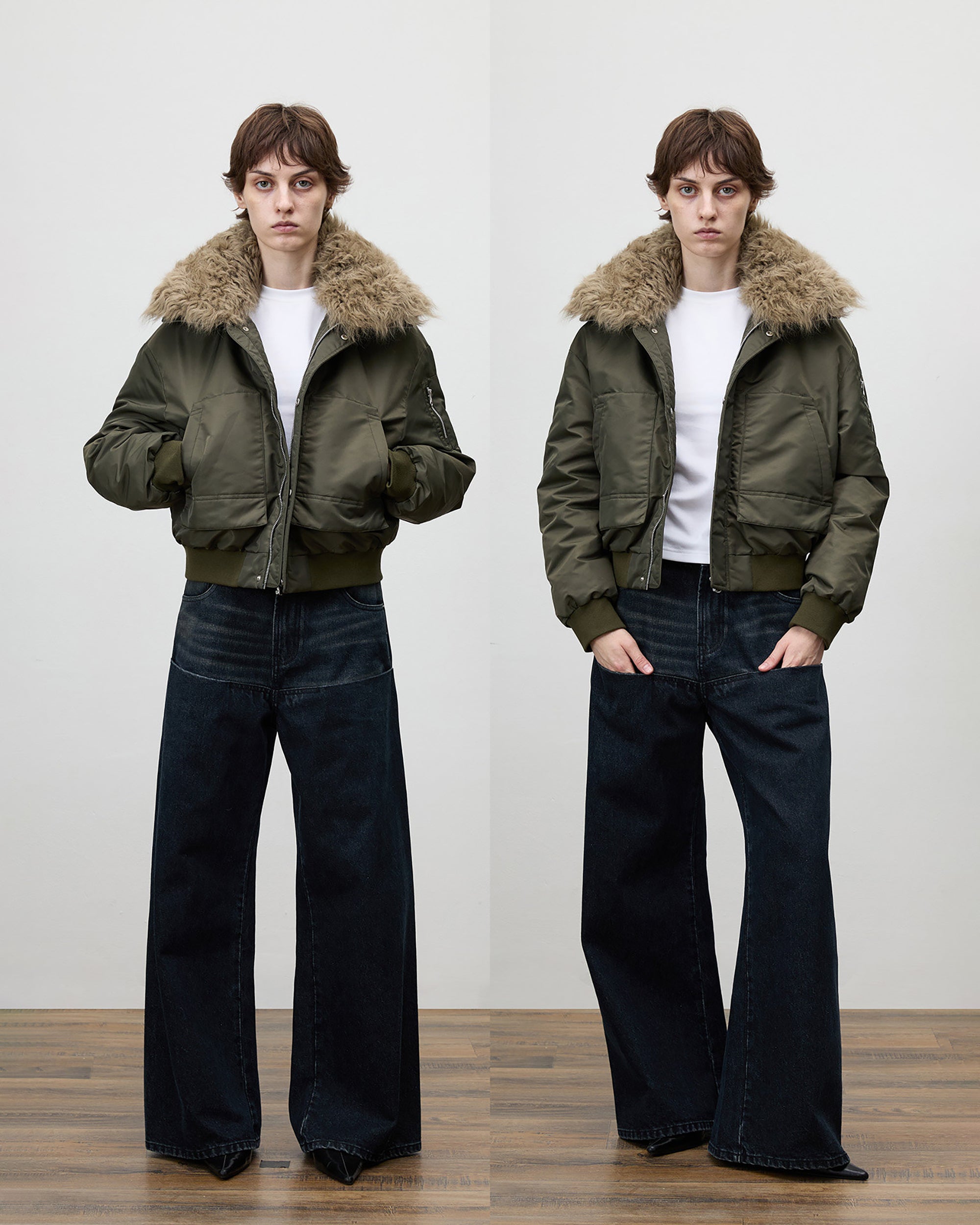 COMMAND N Washed Contrast-Panel Jeans