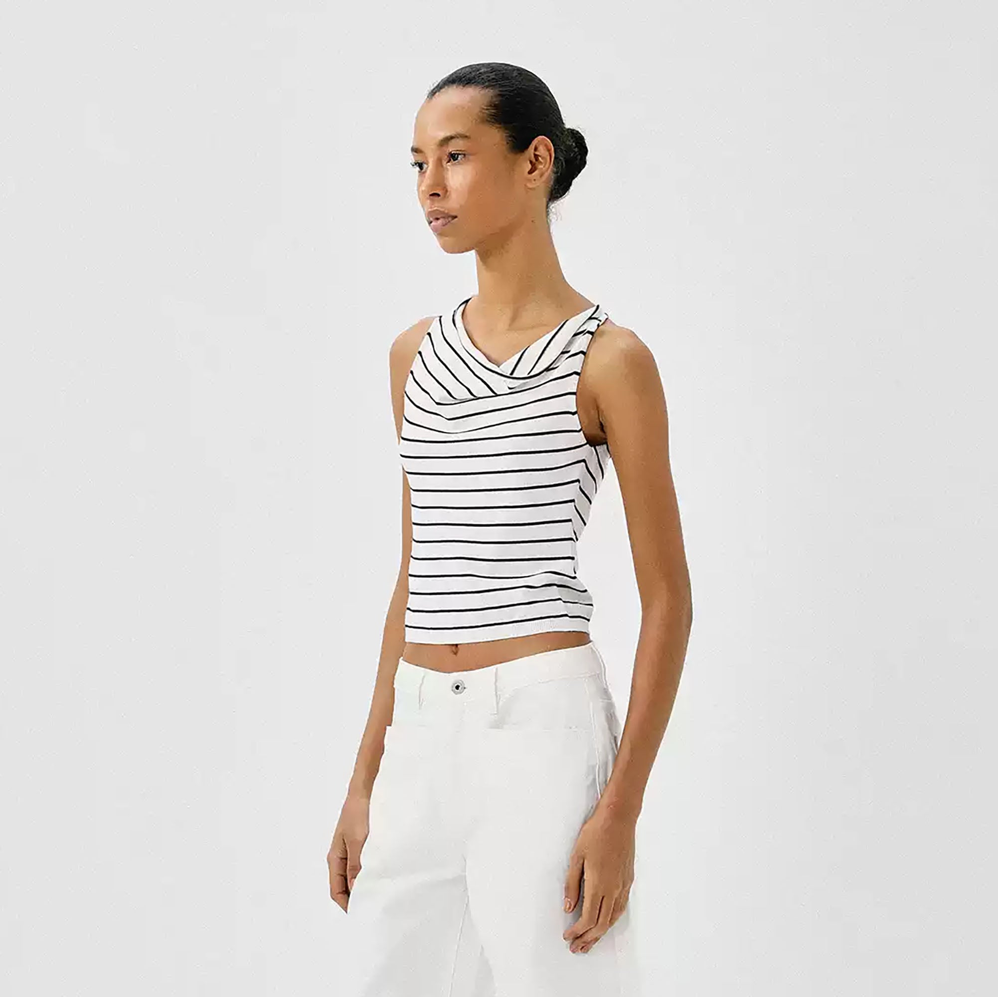 COMMAND N Striped Tencel-Blend Cowl Neck Vest