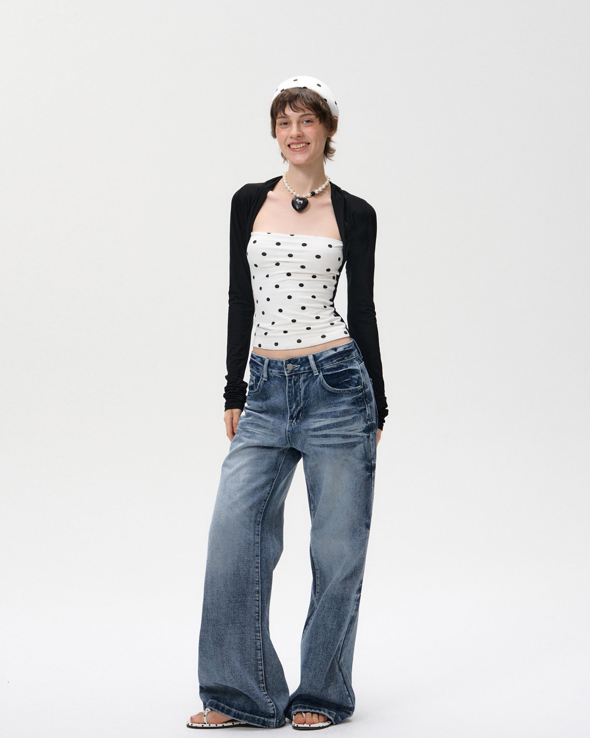 10AMSOTIIIIIIRED Washed Side-Crack Whisker Straight Jeans