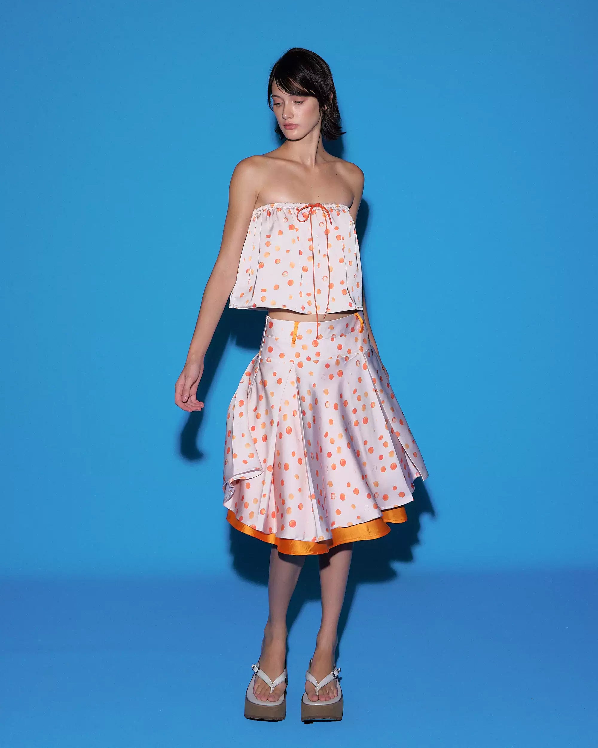 10AMSOTIIIIIIRED Polka Dot Double-Layer Midi Skirt