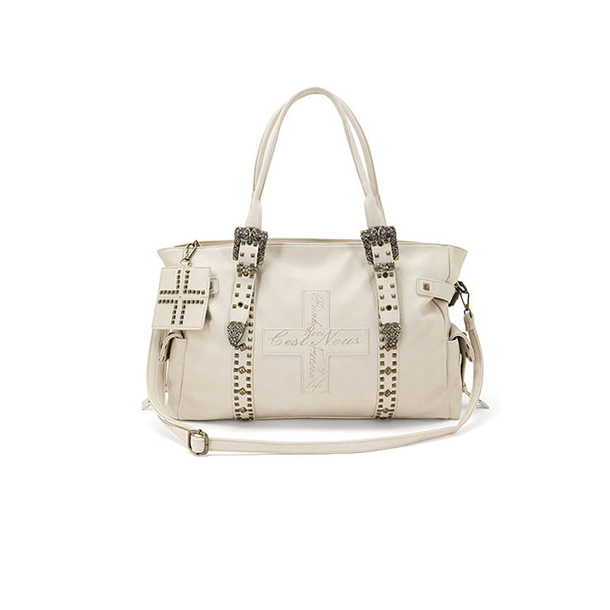 CESTNOUS Studded Faux Leather Oversized Crossbody Bag