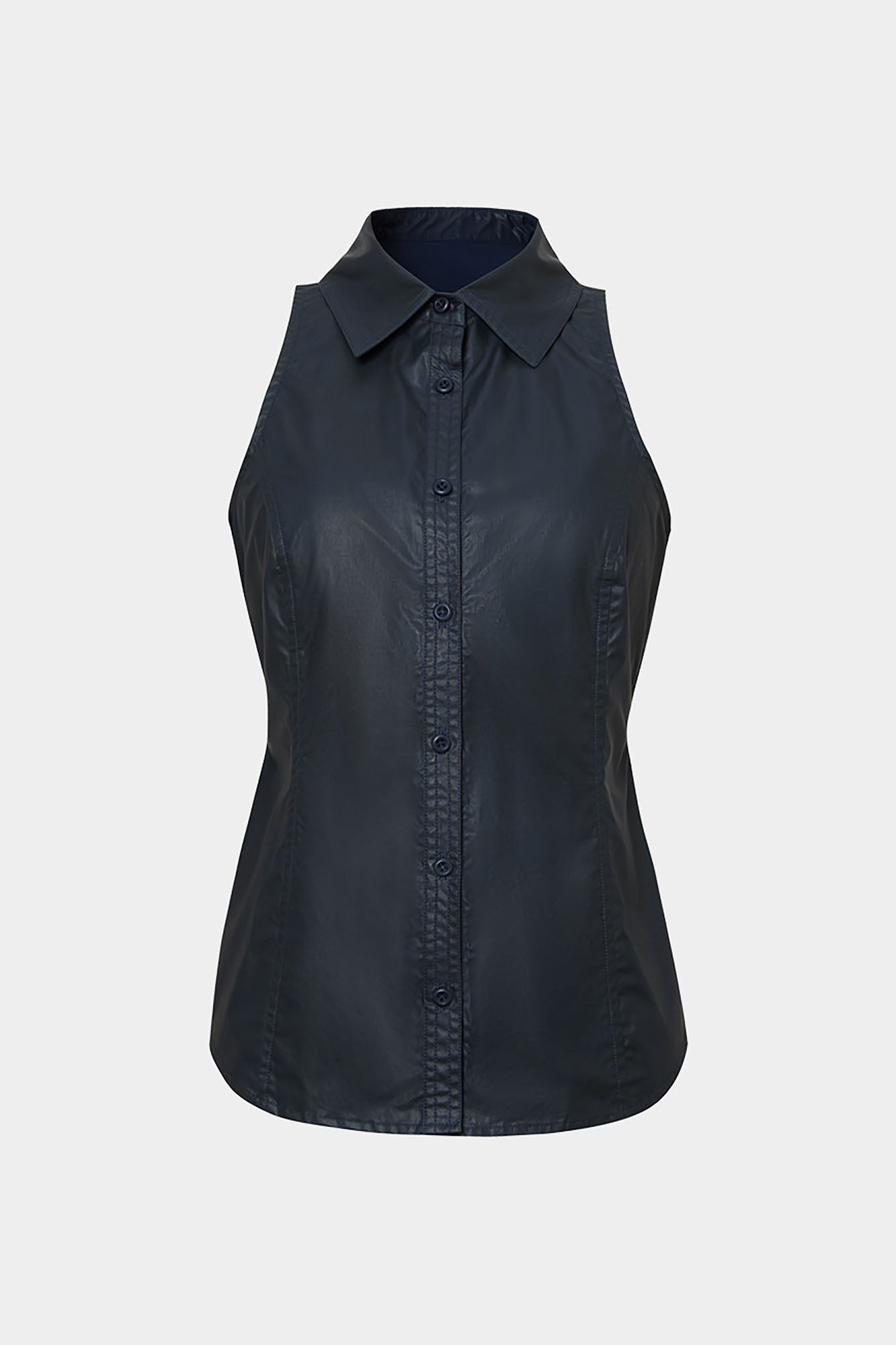 COMMAND N Coated Open-Back Buckle Sleeveless Shirt