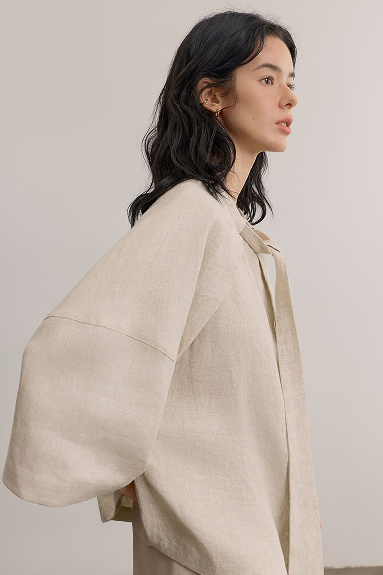SAME FLOW Draped Linen Cocoon Shirt