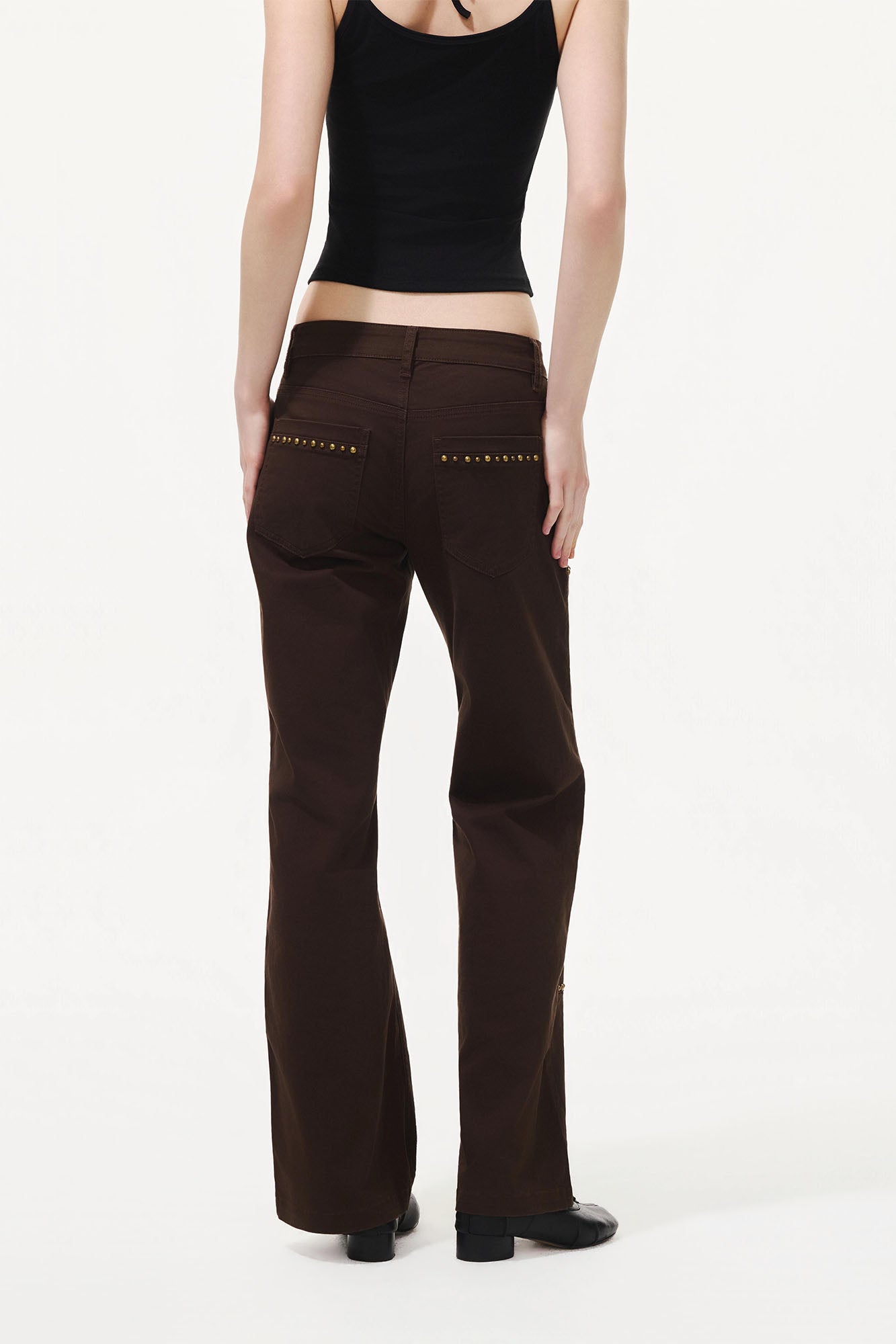 ARTIFICIAL WORLD Studded Double-Knee Straight-Leg Pants