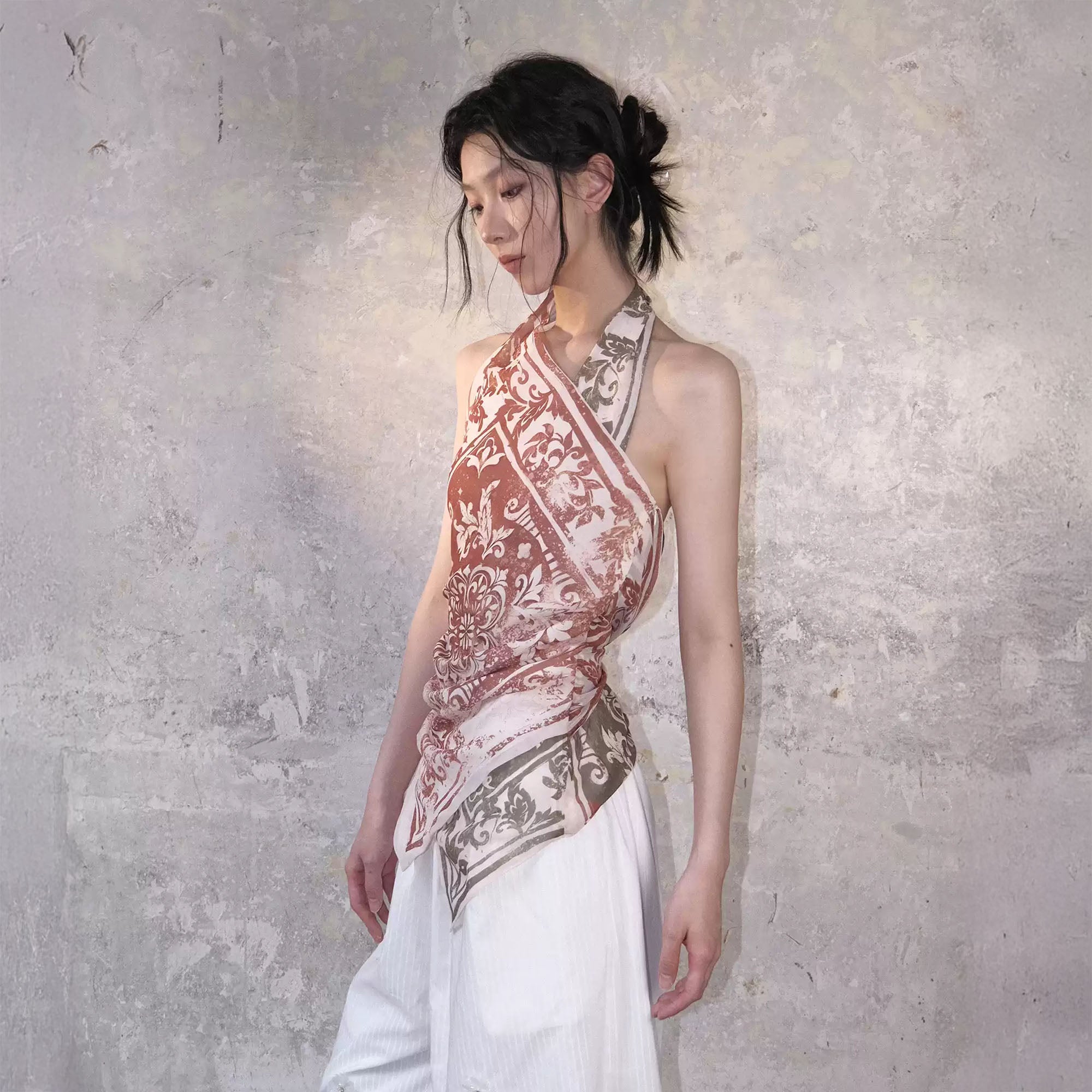 WHYNOTDANCE Scarf Full-Print Halter Top