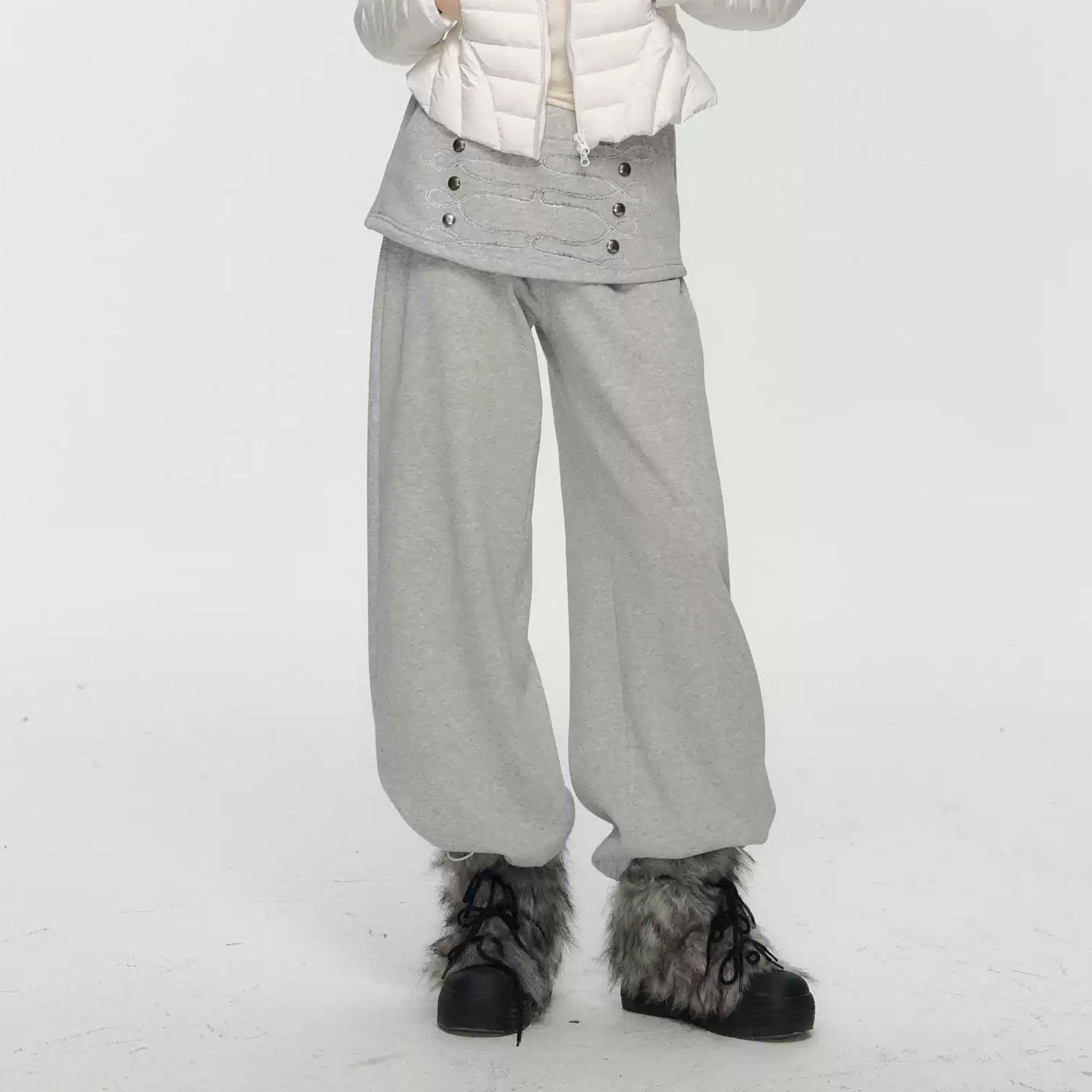 10AMSOTIIIIIIRED Layered Rivet Wide-Leg Sweatpants